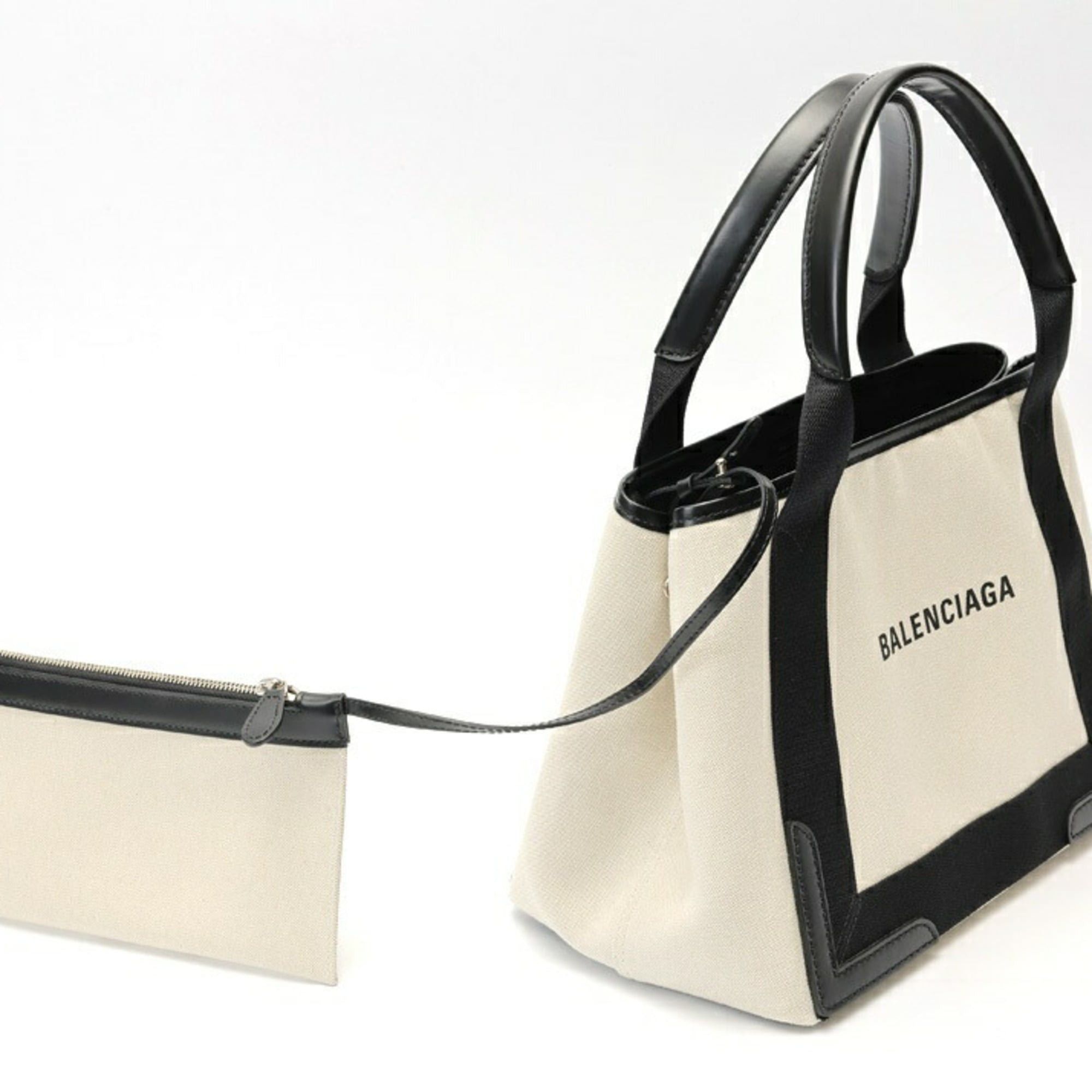 Balenciaga Balenciaga Navy Cabas S Tote Bag 339933 Canvas Leather Natural Black Size ONE SIZE - 2 Thumbnail