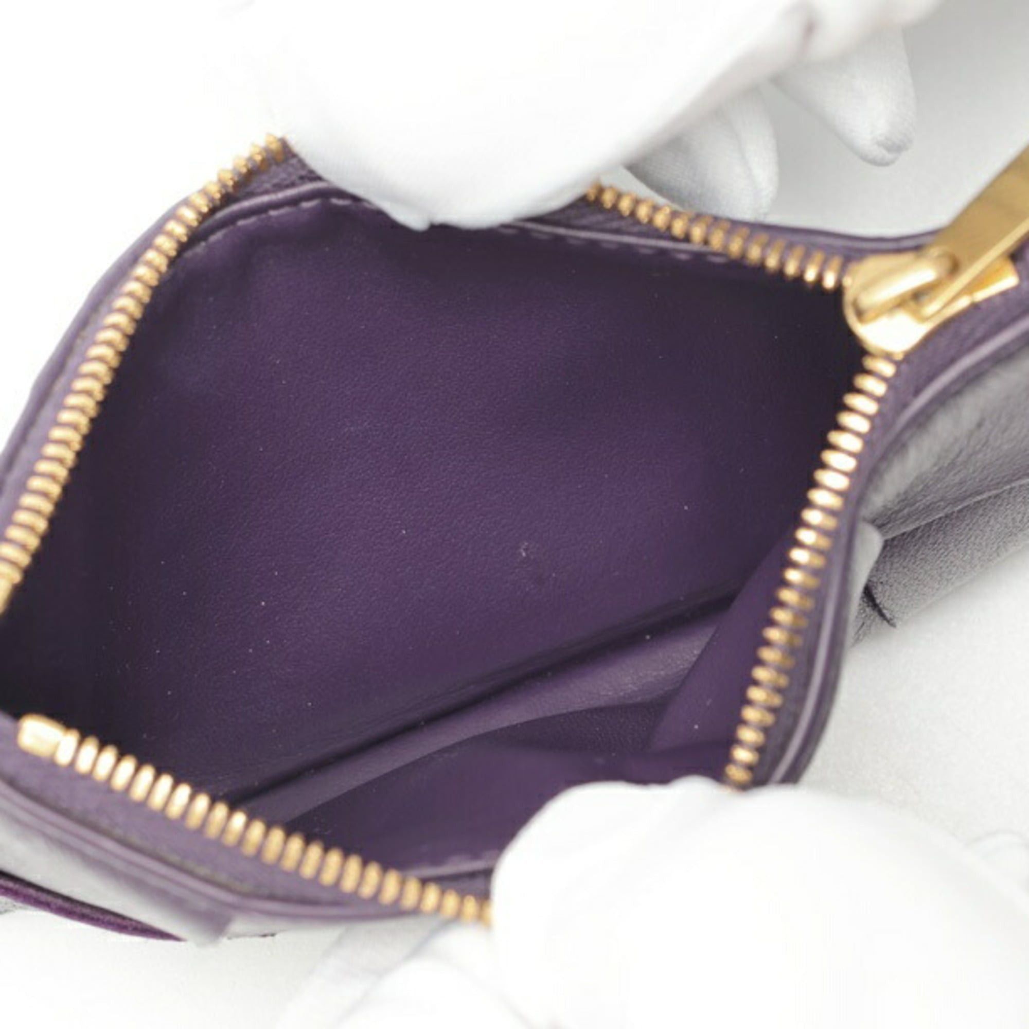 Bottega Veneta Bottega Veneta Cassette Card Case Holder Intrecciato Calf Leather Purple Size ONE SIZE - 4 Thumbnail