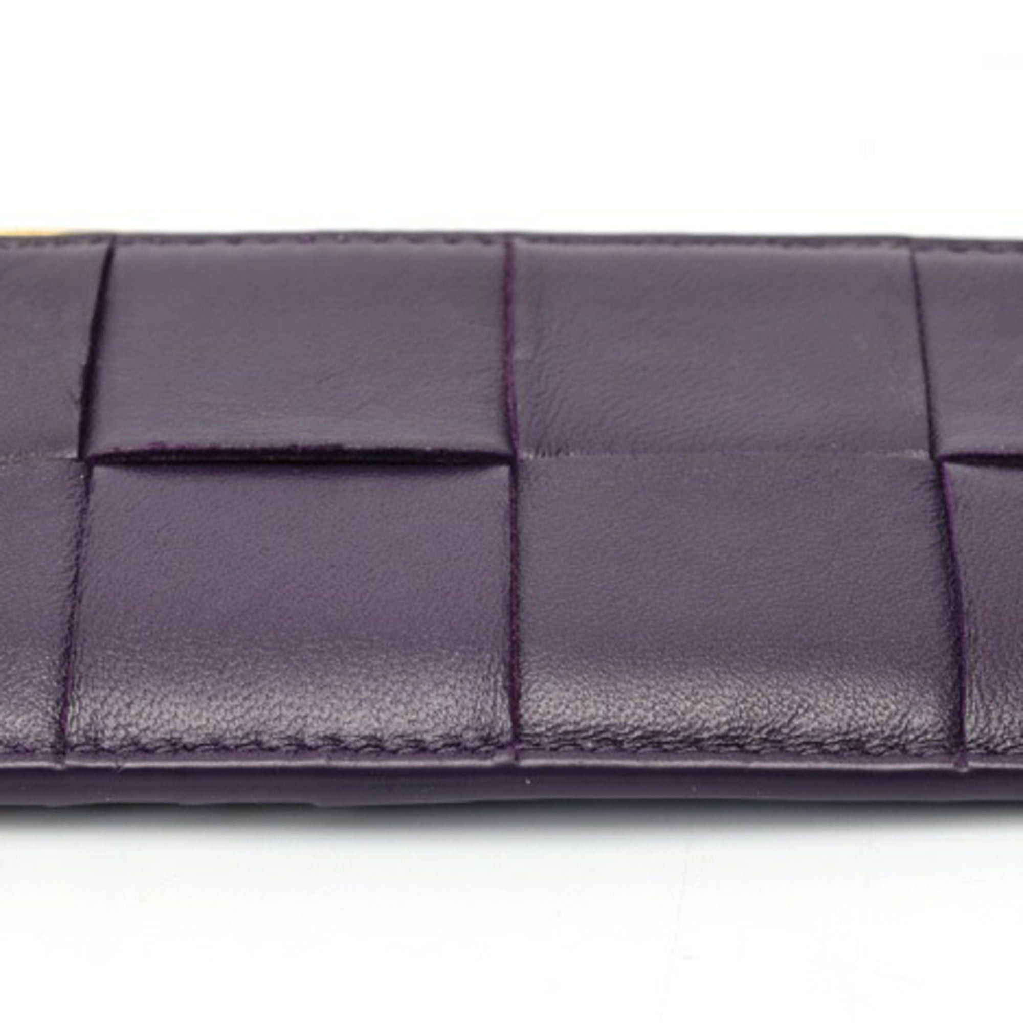 Bottega Veneta Bottega Veneta Cassette Card Case Holder Intrecciato Calf Leather Purple Size ONE SIZE - 3 Thumbnail
