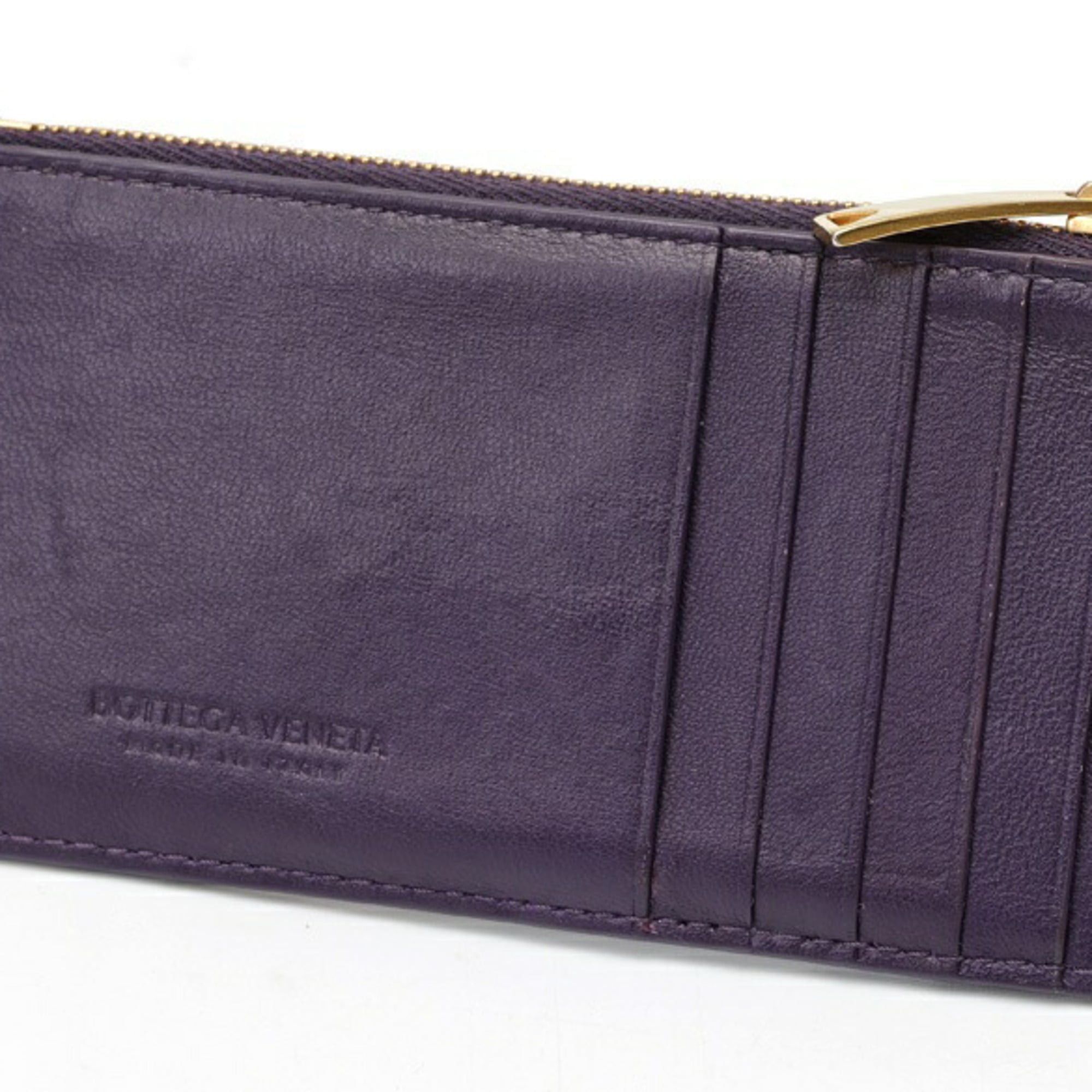 Bottega Veneta Bottega Veneta Cassette Card Case Holder Intrecciato Calf Leather Purple Size ONE SIZE - 2 Thumbnail