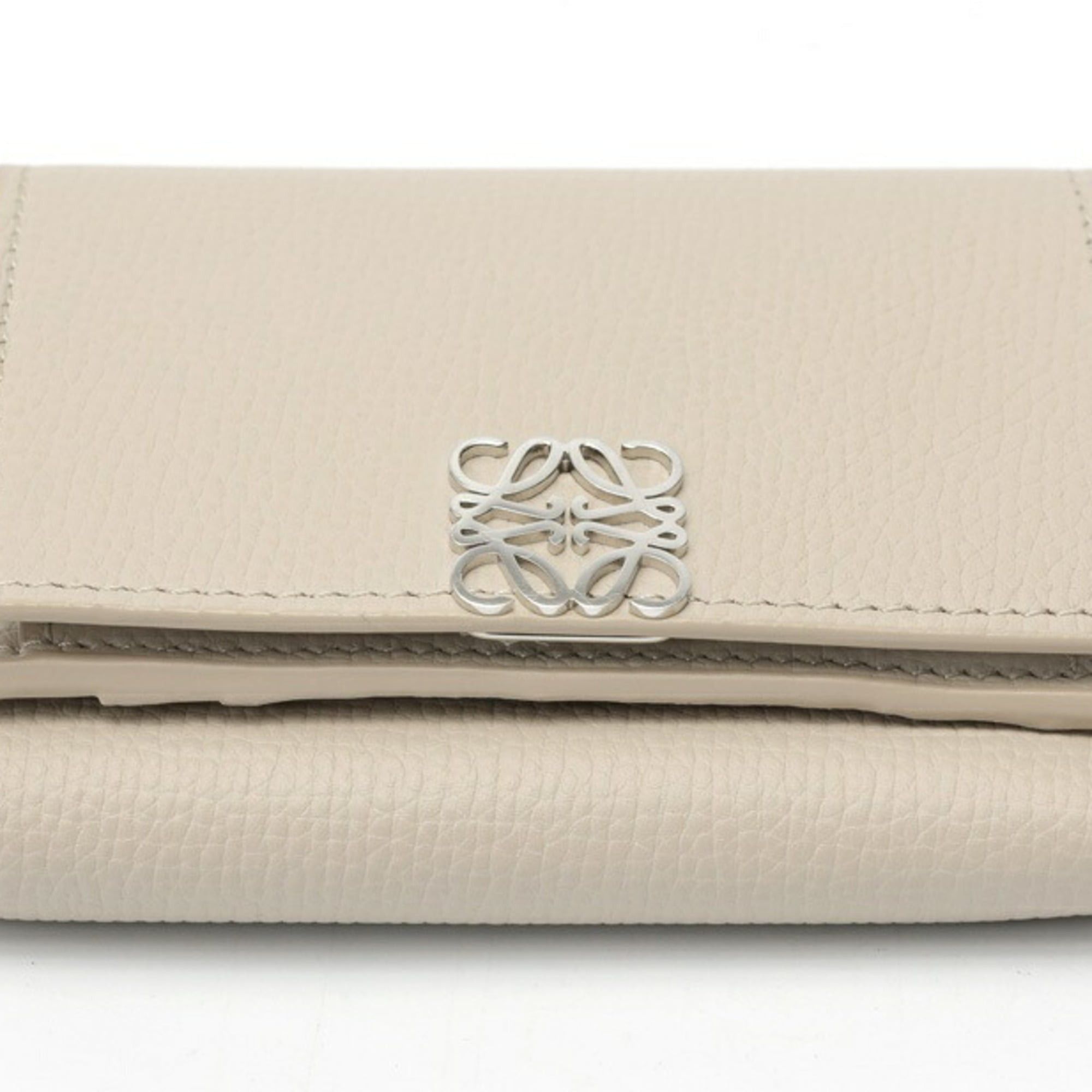 Loewe Loewe Anagram Trifold Wallet, C821TR2X, Pebble Grain Calf Leather, Light Ghost (Greige) Size ONE SIZE - 3 Thumbnail