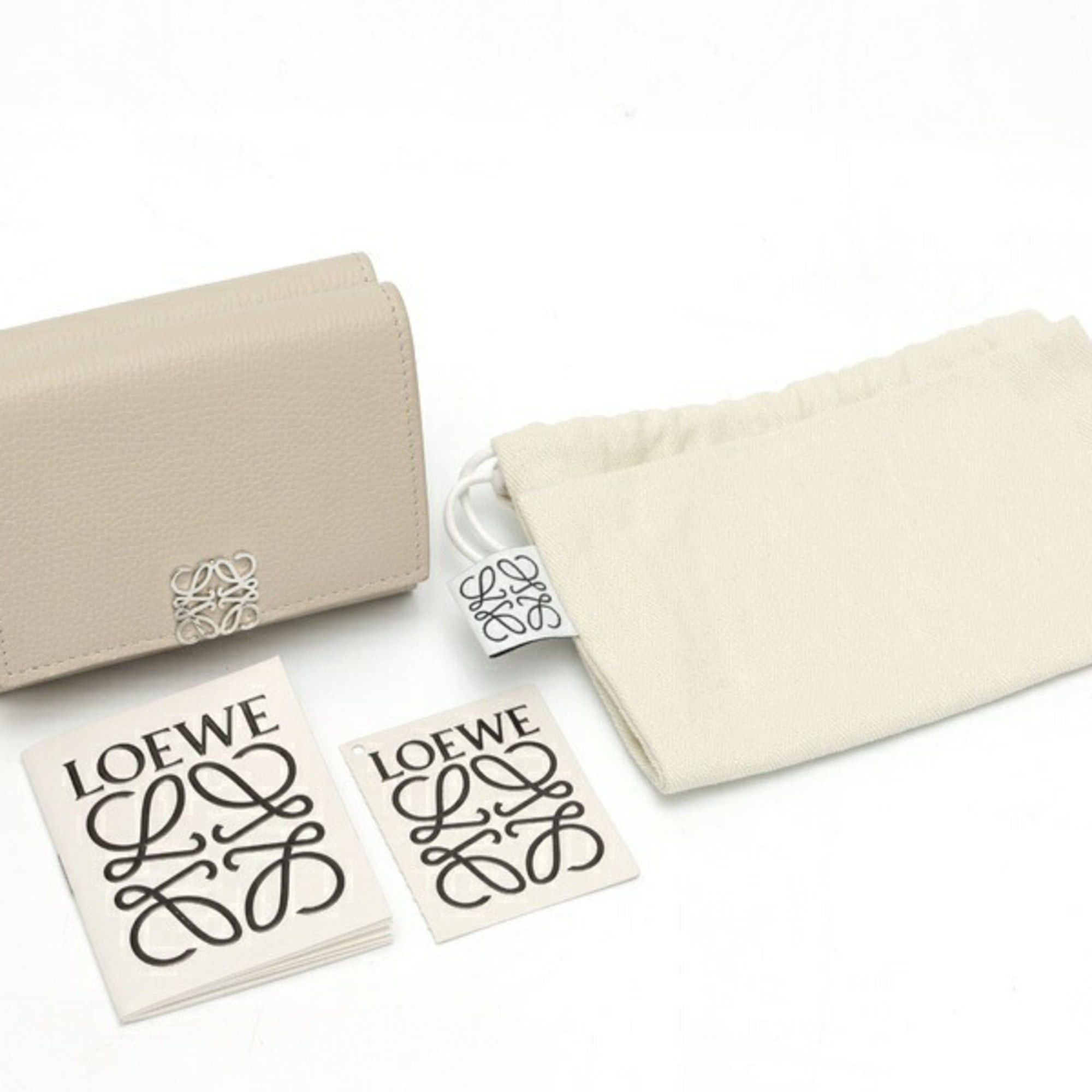 Loewe Loewe Anagram Trifold Wallet, C821TR2X, Pebble Grain Calf Leather, Light Ghost (Greige) Size ONE SIZE - 8 Thumbnail