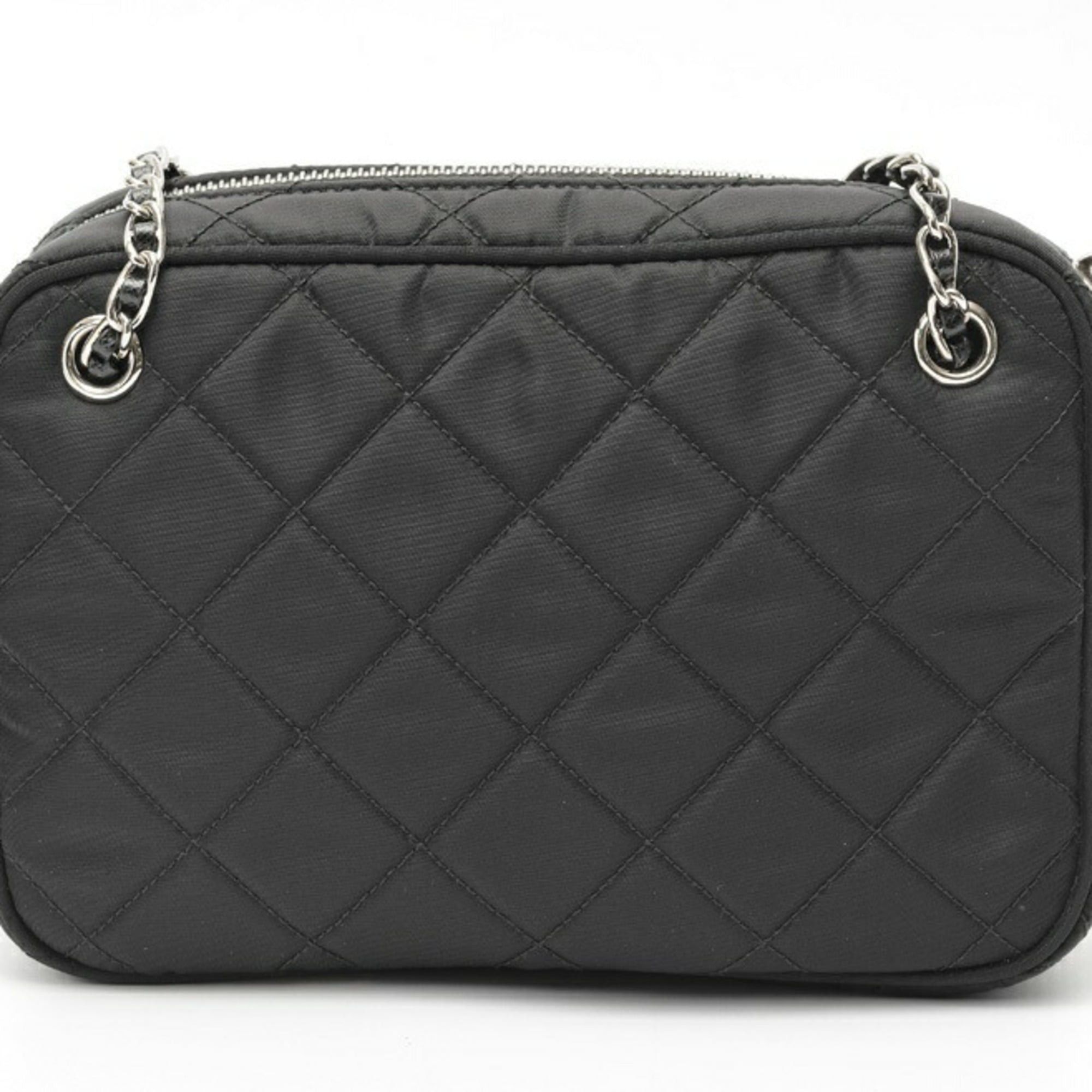 Prada Prada chain shoulder bag, model 1BH910, quilted nylon, black. Size ONE SIZE - 3 Thumbnail