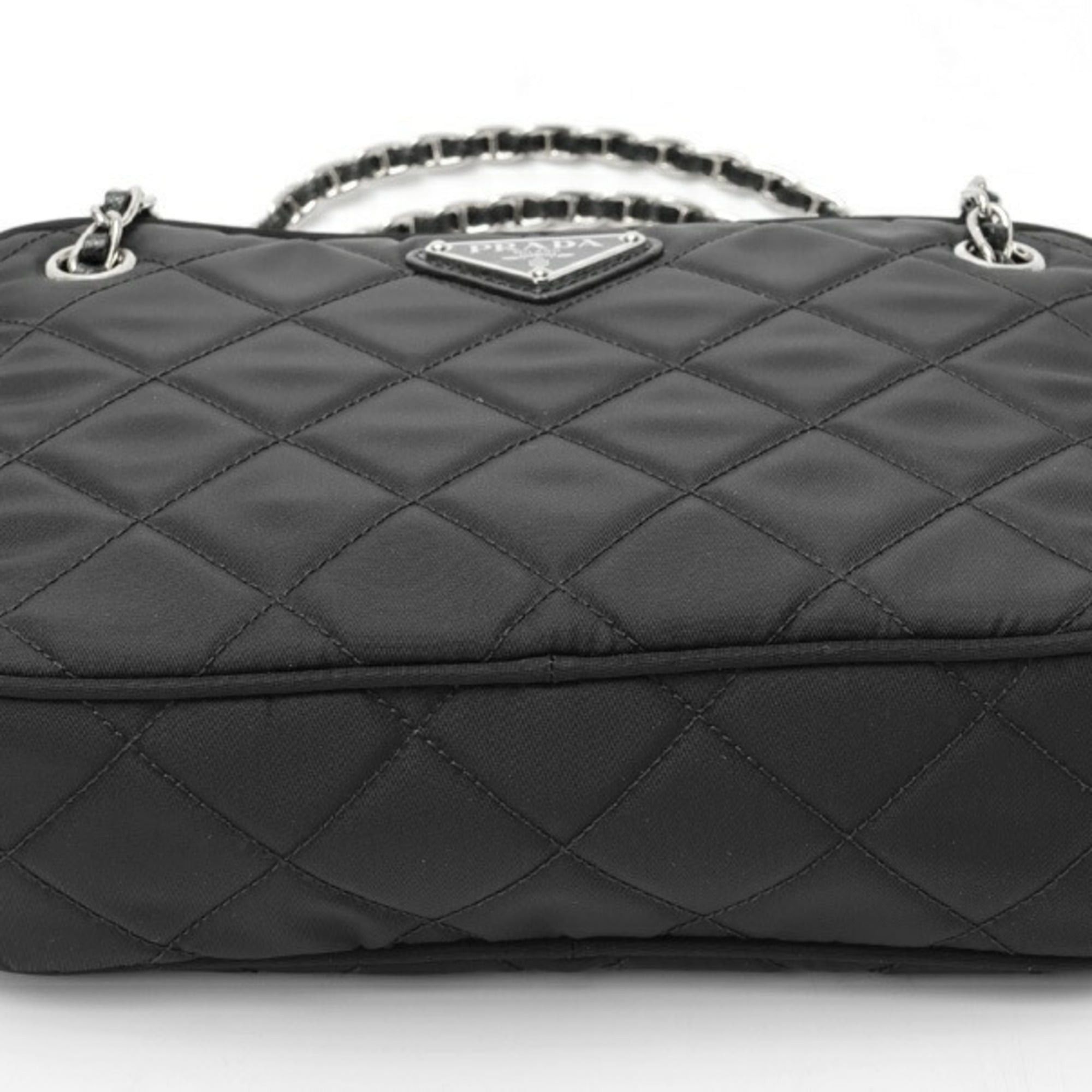 Prada Prada chain shoulder bag, model 1BH910, quilted nylon, black. Size ONE SIZE - 4 Thumbnail