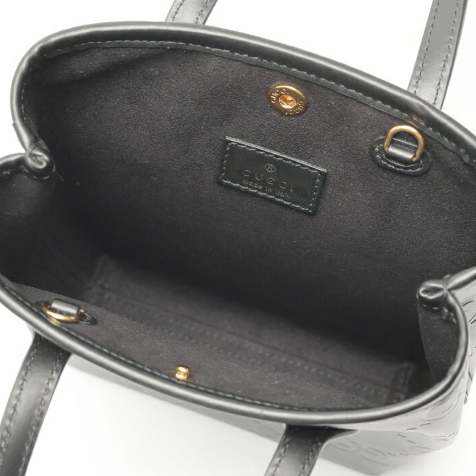 Gucci Gucci Super Mini Bag Shoulder 790133 GG Embossed Leather Black Size ONE SIZE - 6 Thumbnail