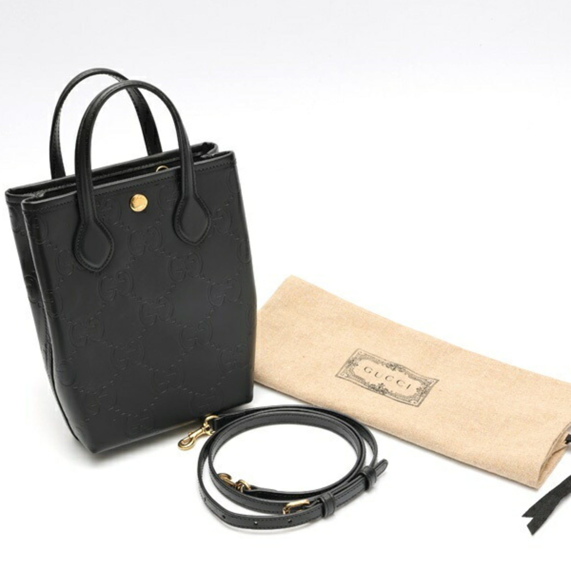 Gucci Gucci Super Mini Bag Shoulder 790133 GG Embossed Leather Black Size ONE SIZE - 7 Thumbnail