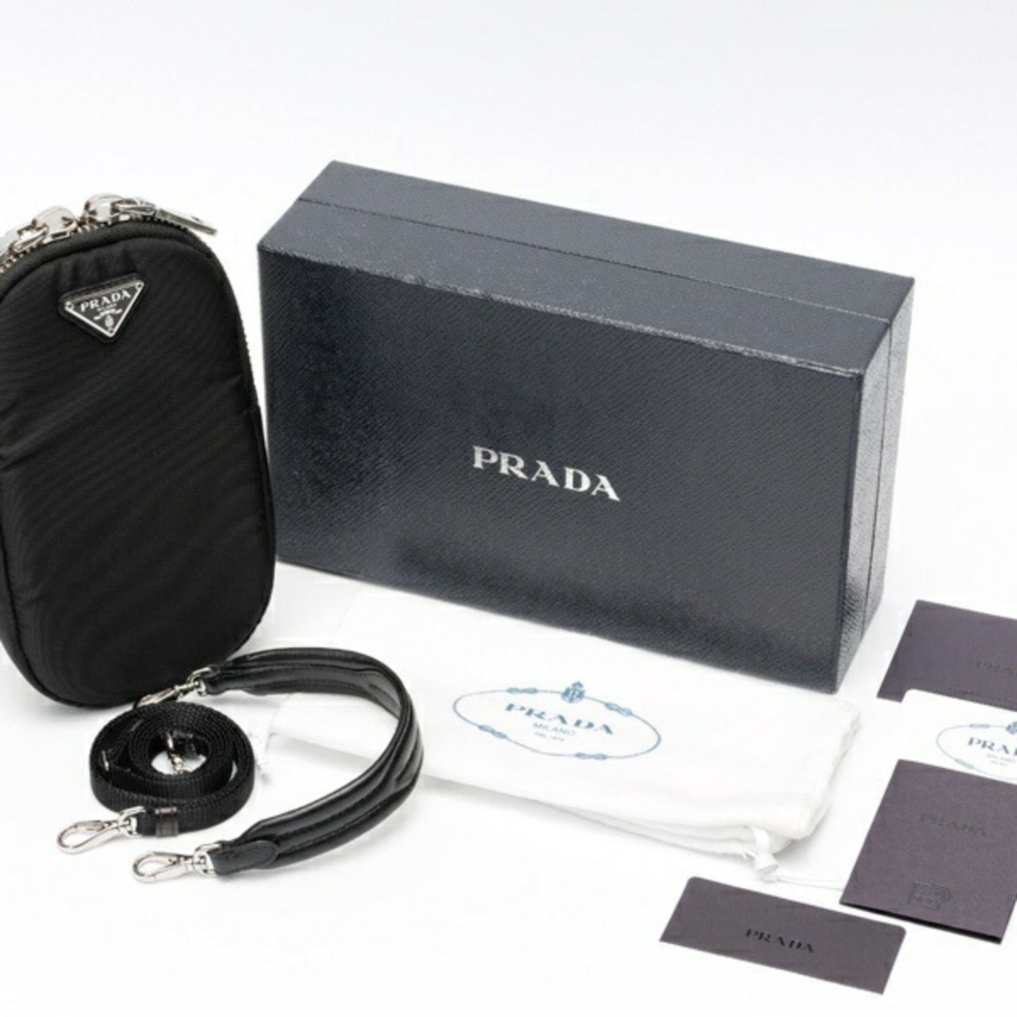 Prada Prada phone holder shoulder pouch 1DH030, nylon, black Size ONE SIZE - 7 Thumbnail