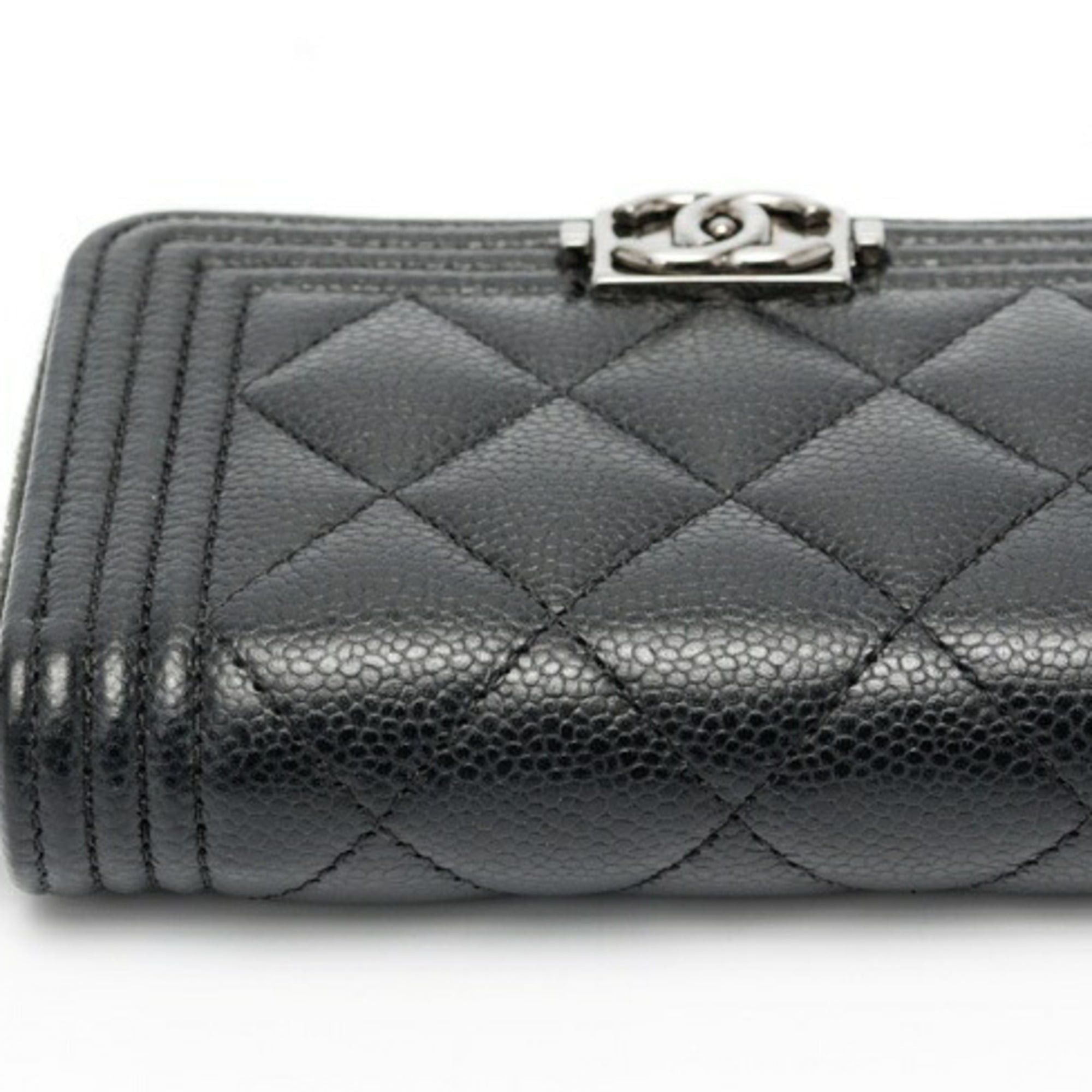 Chanel Chanel Boy Zip Coin Case Compact Wallet AP4018 Caviar Skin Black Size ONE SIZE - 3 Thumbnail