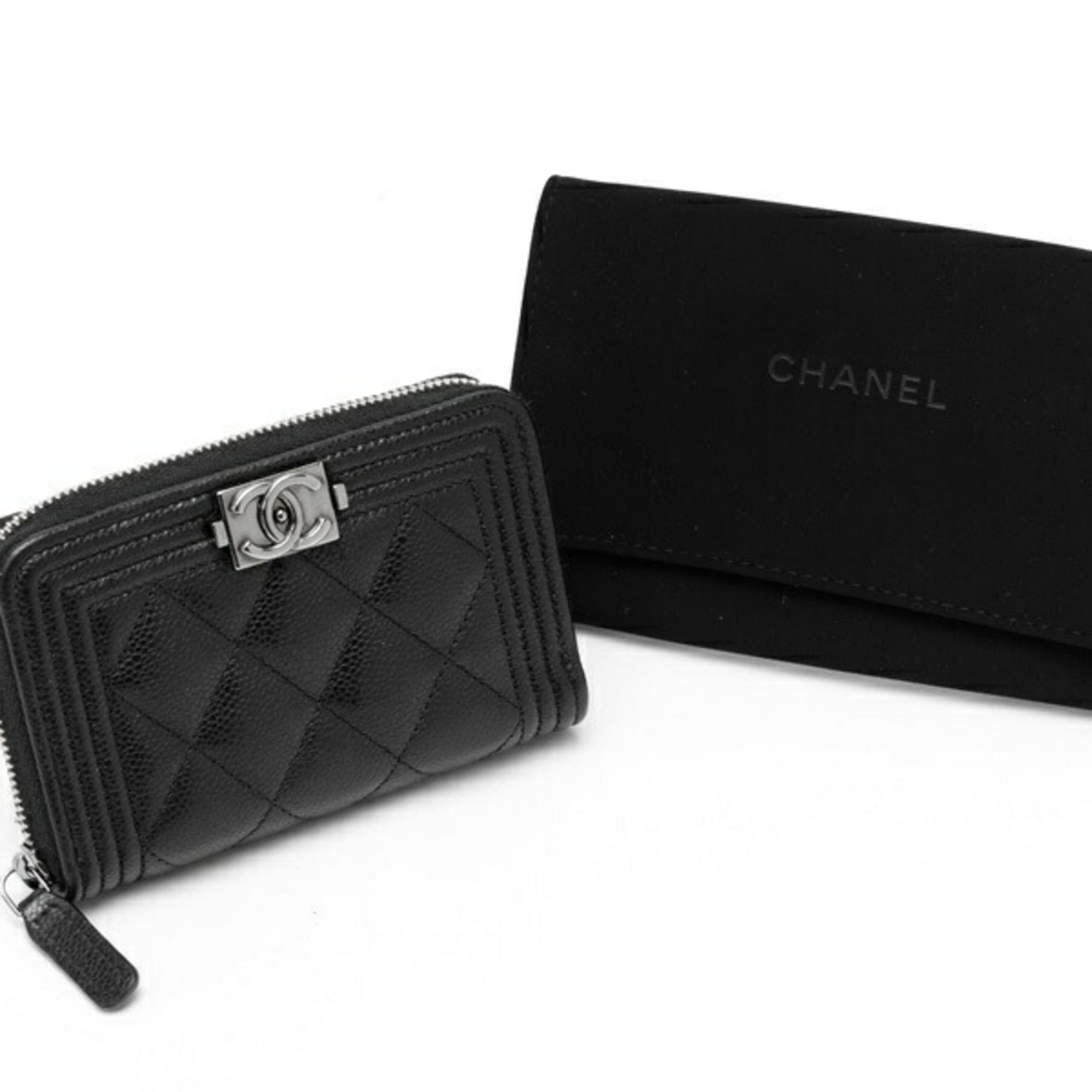 Chanel Chanel Boy Zip Coin Case Compact Wallet AP4018 Caviar Skin Black Size ONE SIZE - 8 Thumbnail
