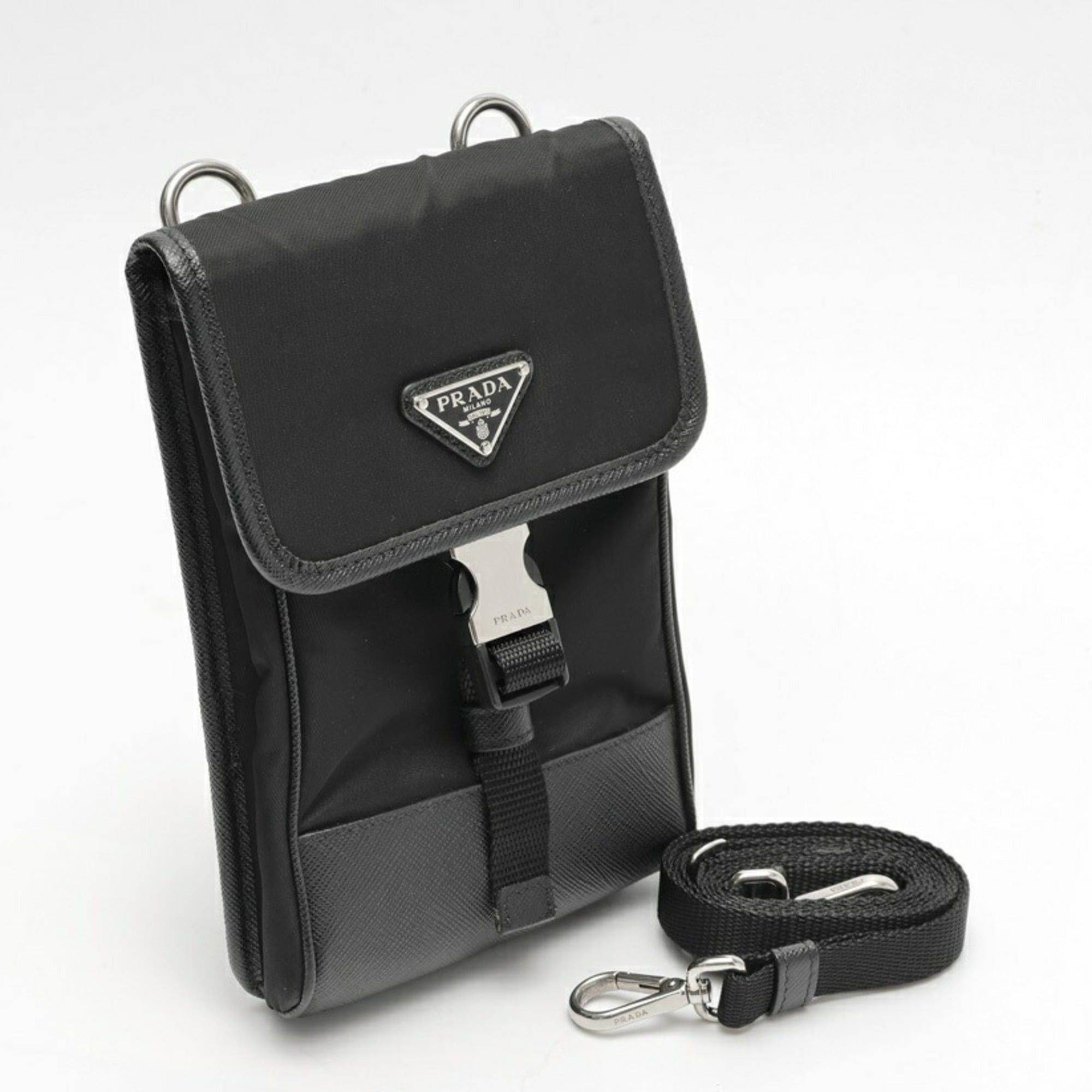 Prada Prada Re-Nylon x Saffiano Leather Smartphone Case Shoulder Pouch 2ZH109 Nylon Black Size ONE SIZE - 8 Thumbnail