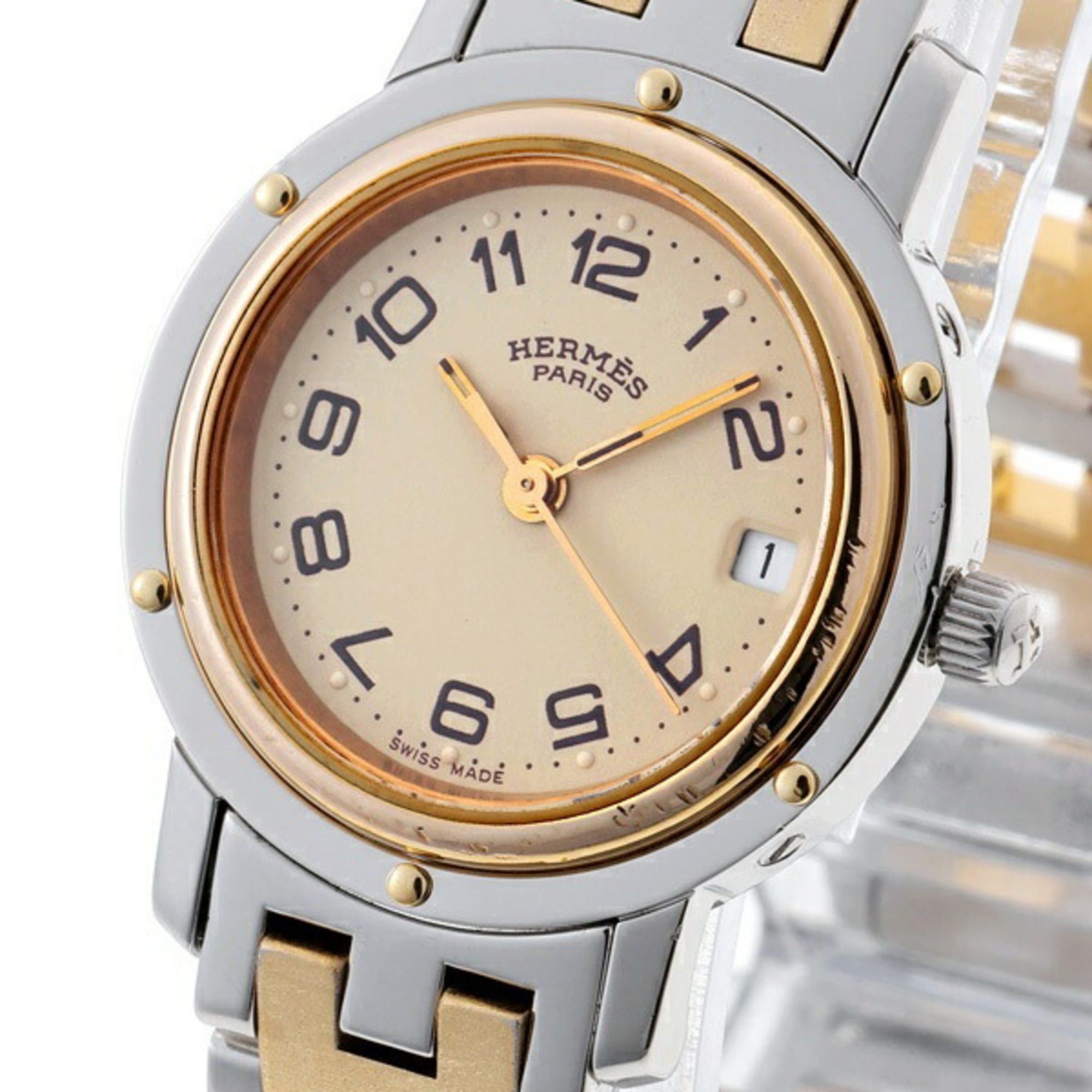 Hermes Hermes Clipper CL3.240.130.3-22 Beige Quartz Watch Size ONE SIZE - 2 Thumbnail
