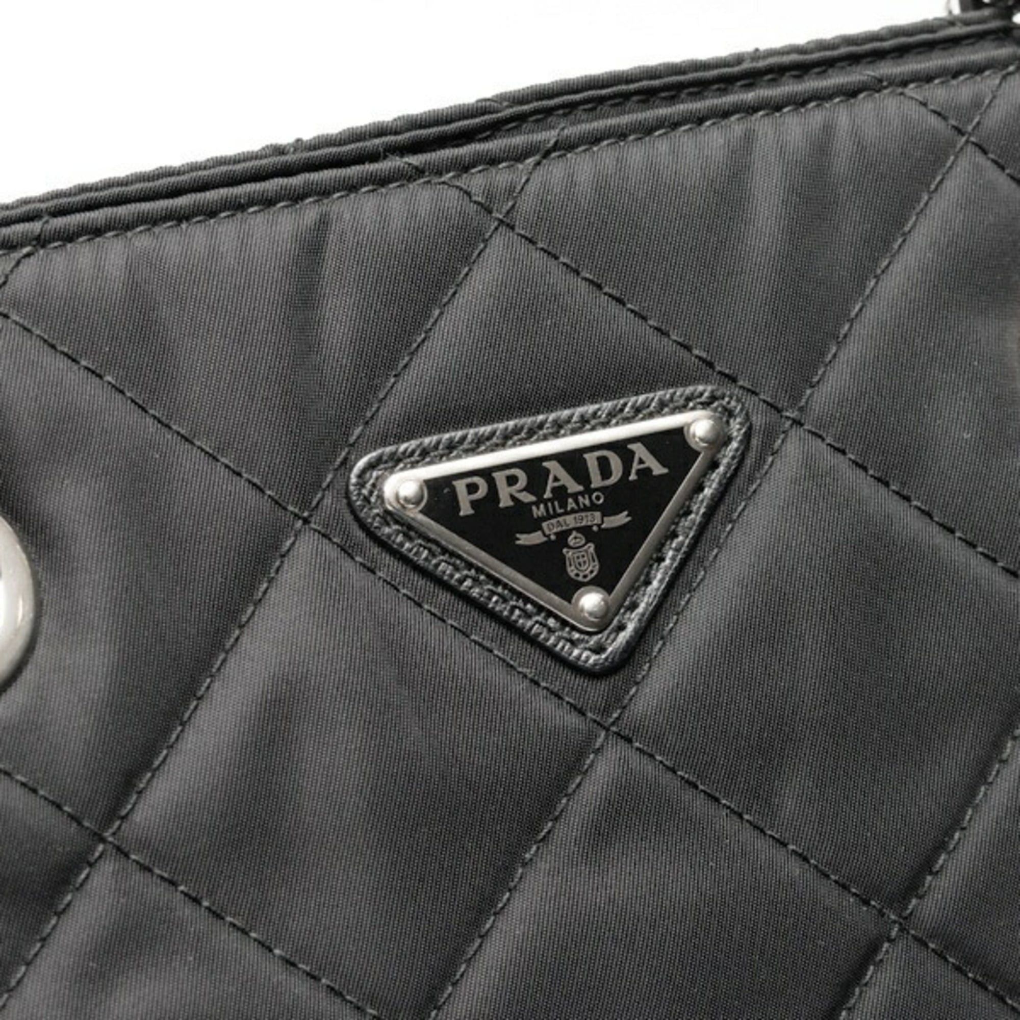Prada Prada chain tote bag, 1BG017, quilted nylon, black. Size ONE SIZE - 5 Thumbnail