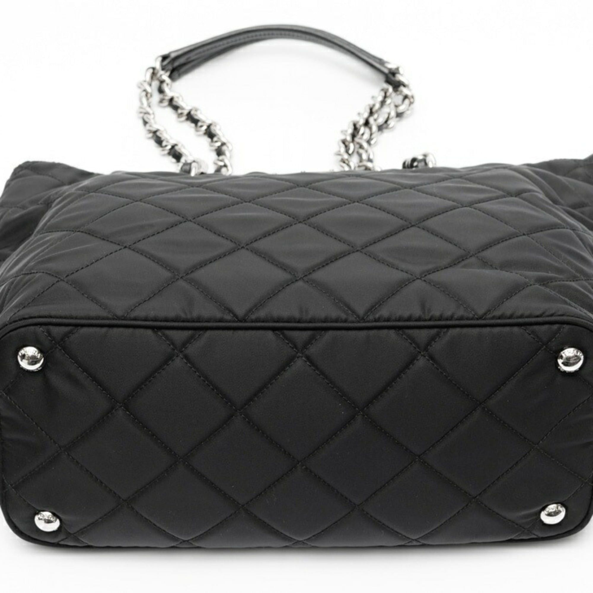 Prada Prada chain tote bag, 1BG017, quilted nylon, black. Size ONE SIZE - 4 Thumbnail
