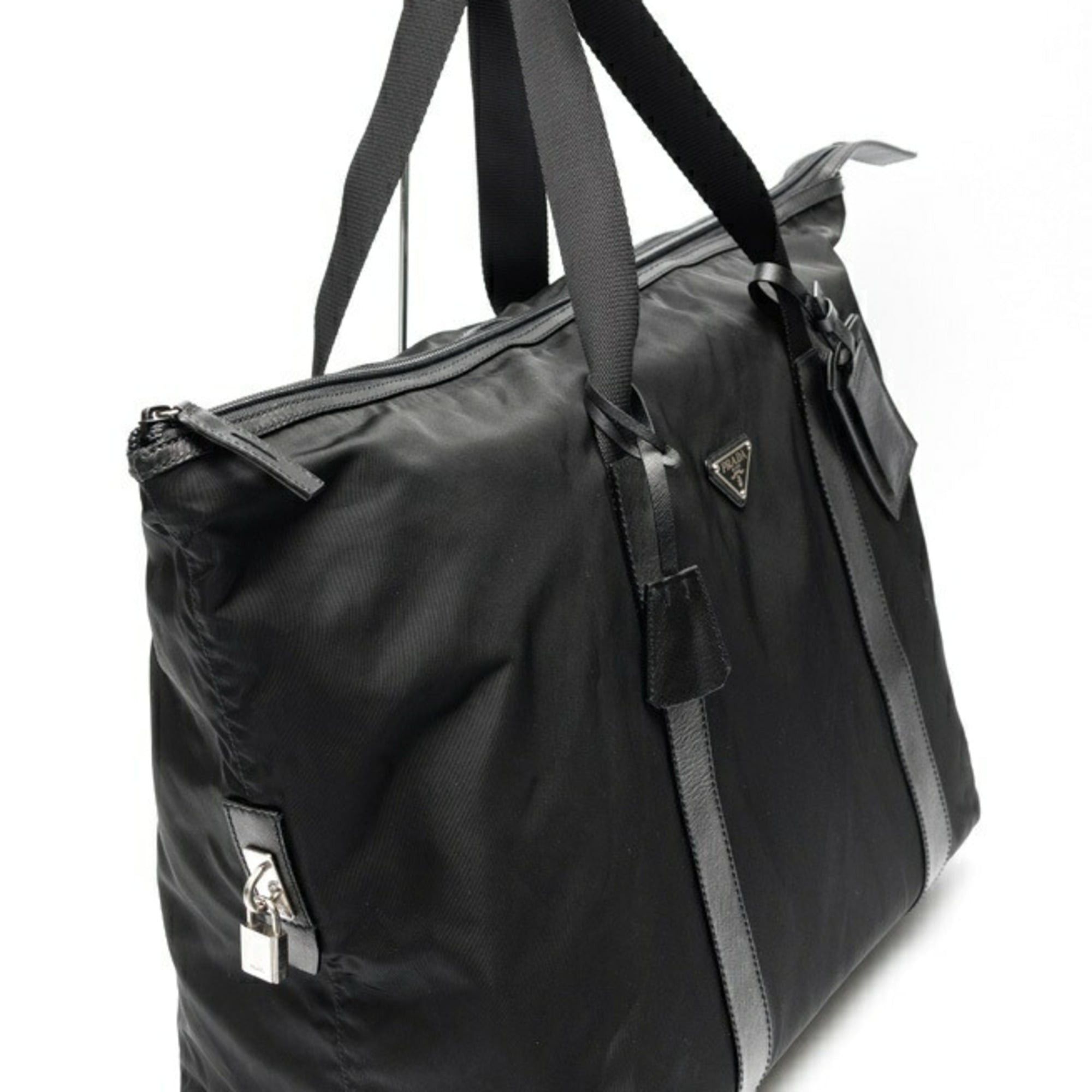 Prada Prada Nylon x Saffiano Leather Duffle Bag Boston 2VC796 Black Size ONE SIZE - 2 Thumbnail