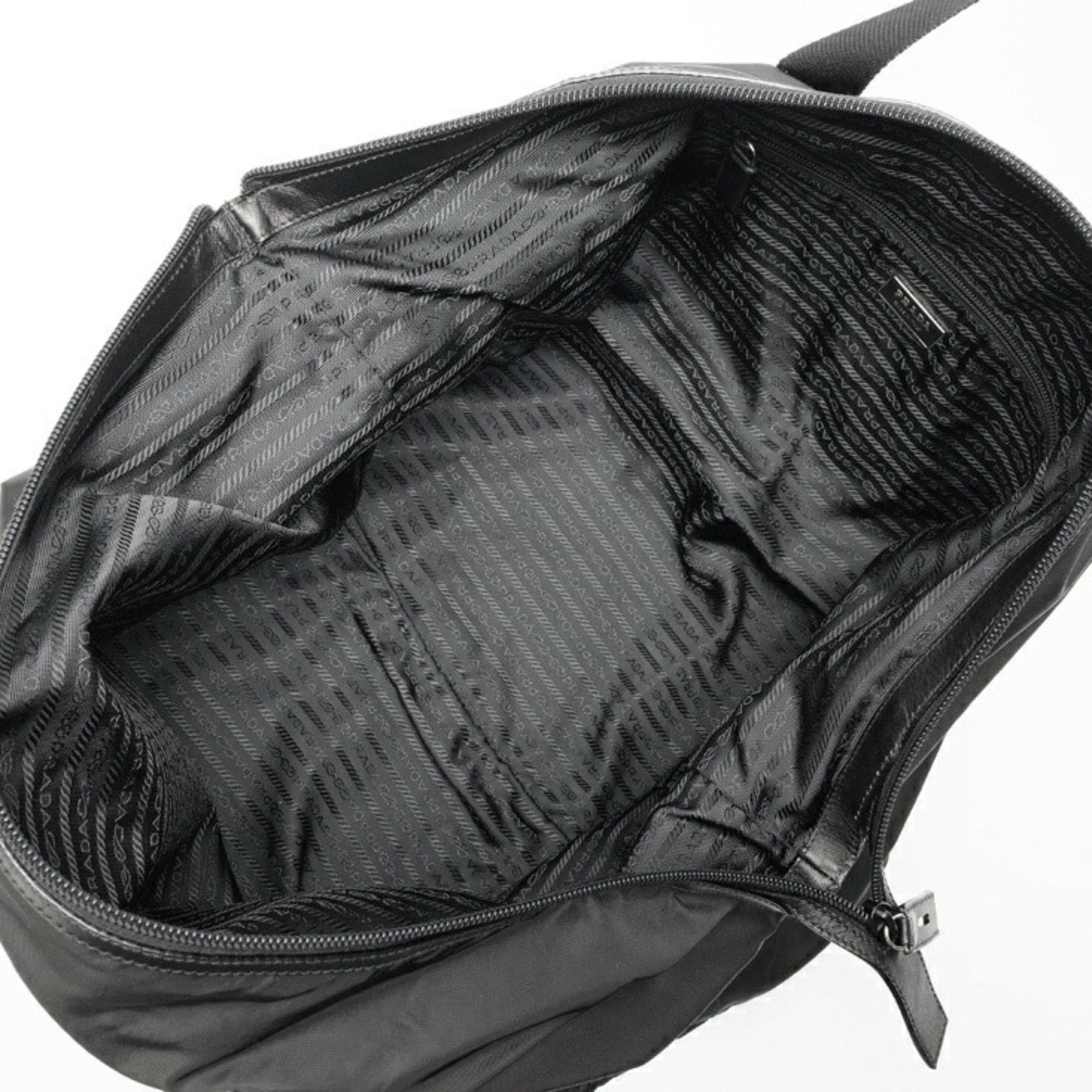 Prada Prada Nylon x Saffiano Leather Duffle Bag Boston 2VC796 Black Size ONE SIZE - 5 Thumbnail