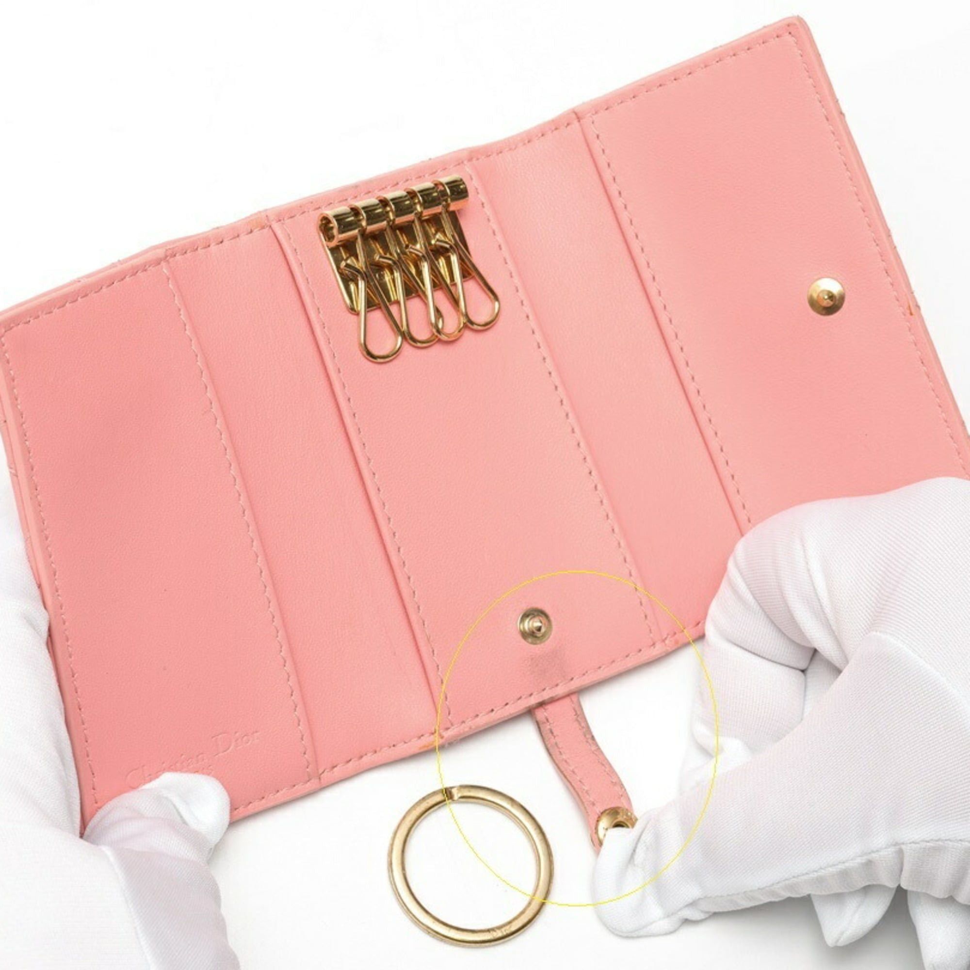 Dior Dior My Aster Key Case S0983ONMJ Cannage Lambskin Pink Size ONE SIZE - 7 Thumbnail