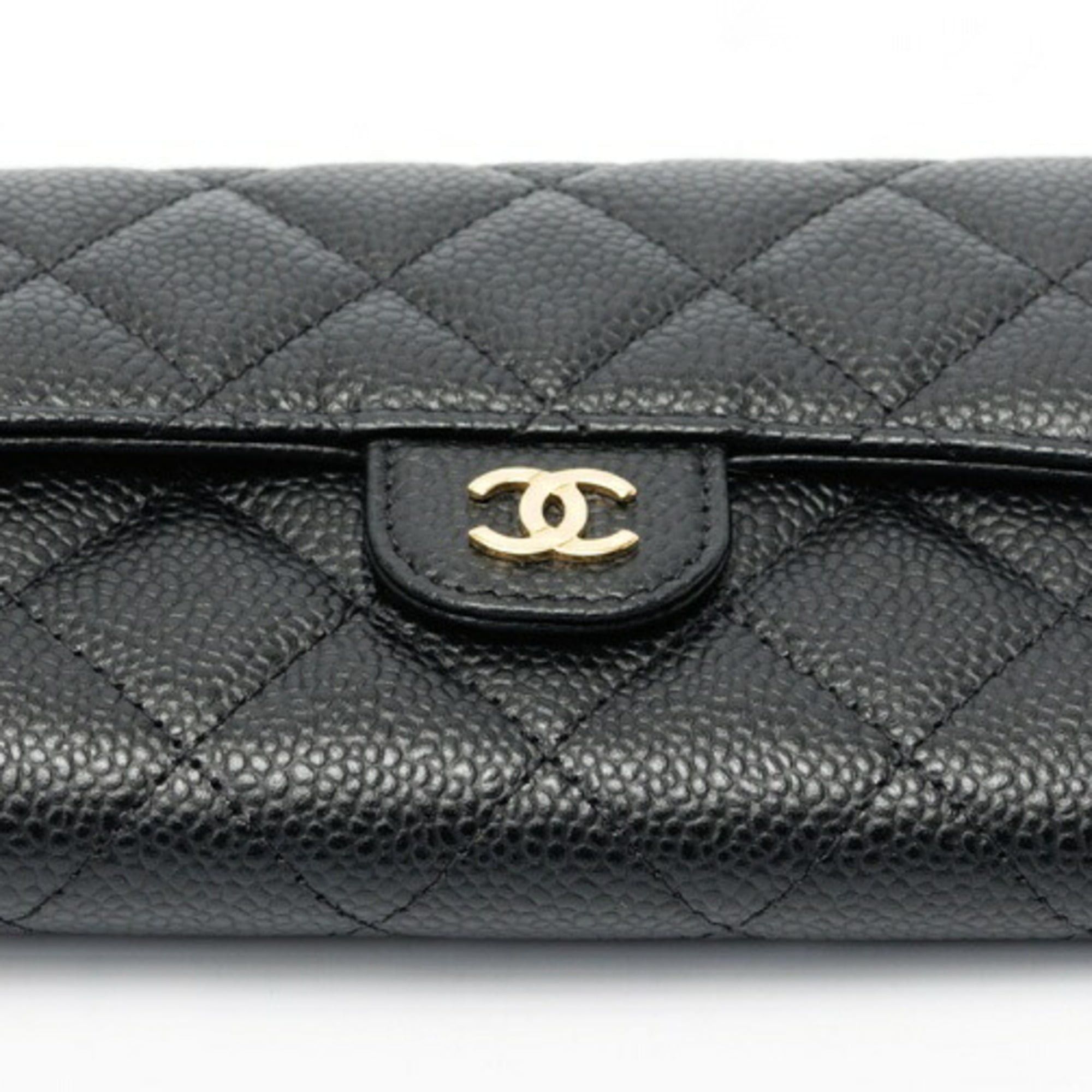 Chanel Chanel Matelassé Medium Flap Wallet Tri-fold AP0232 Caviar Leather Black Size ONE SIZE - 3 Thumbnail