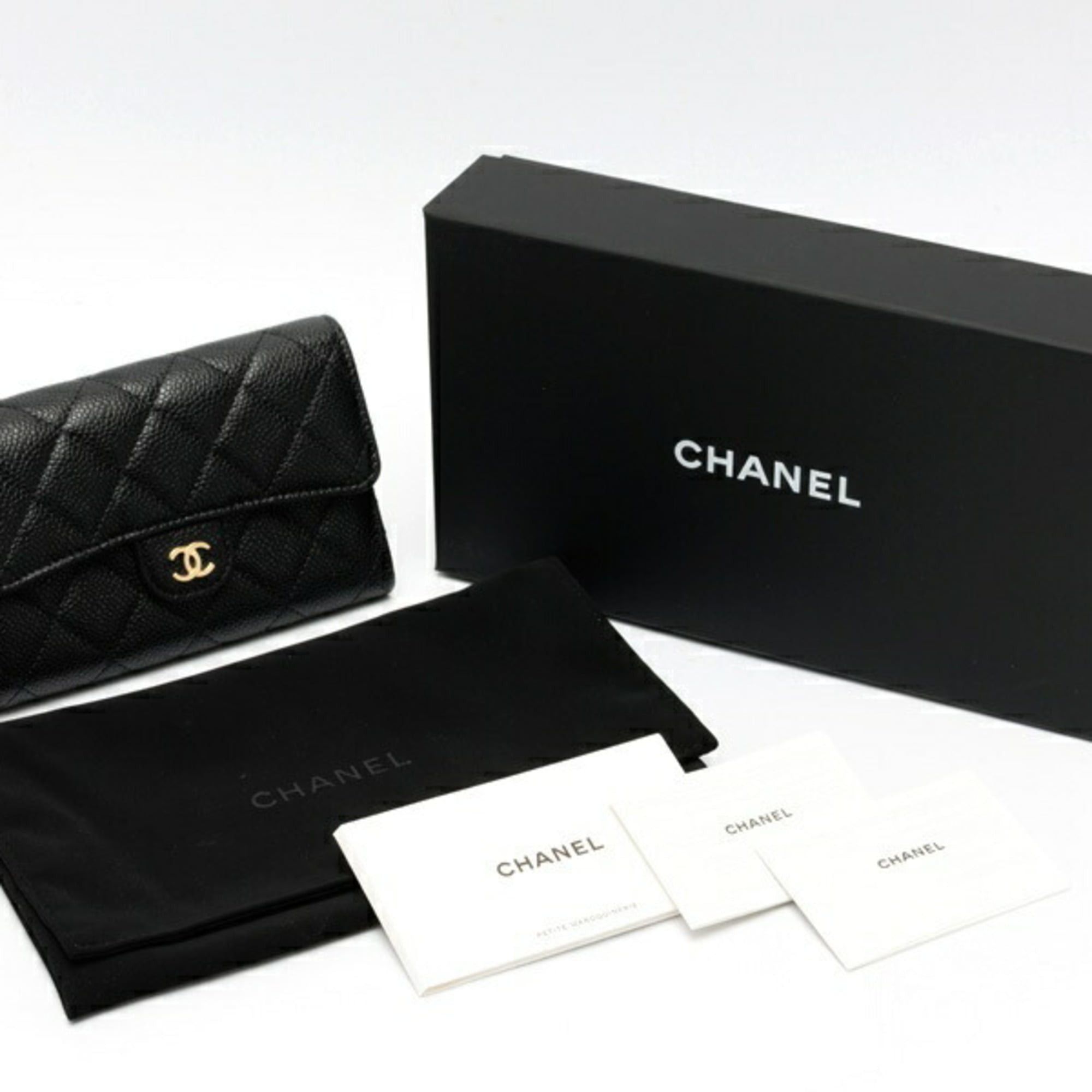Chanel Chanel Matelassé Medium Flap Wallet Tri-fold AP0232 Caviar Leather Black Size ONE SIZE - 7 Thumbnail