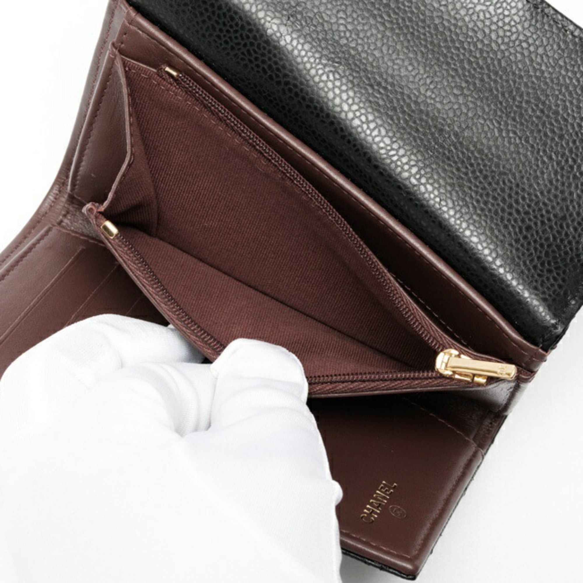 Chanel Chanel Matelassé Medium Flap Wallet Tri-fold AP0232 Caviar Leather Black Size ONE SIZE - 5 Thumbnail