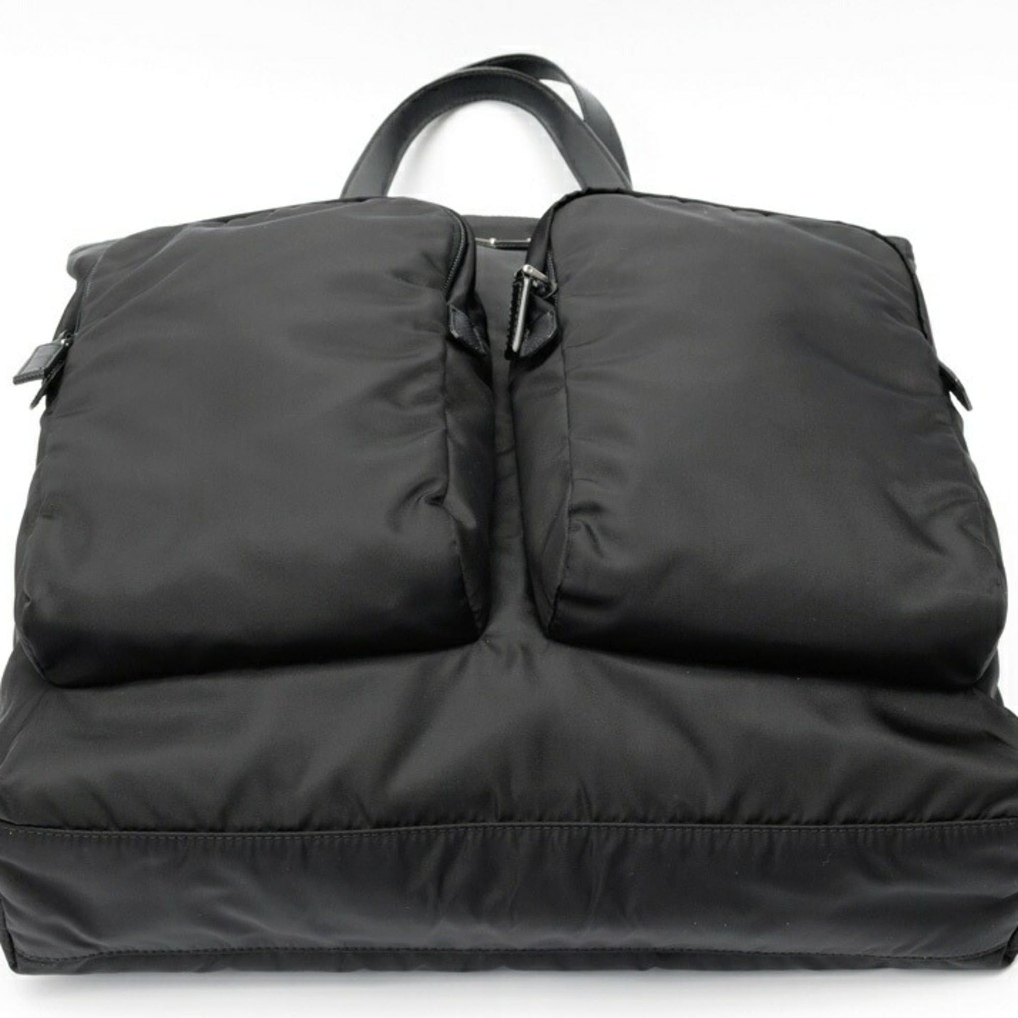 Prada Prada Re-Nylon x Saffiano Leather Backpack Rucksack 2VG053 Nylon Black Size ONE SIZE - 4 Thumbnail