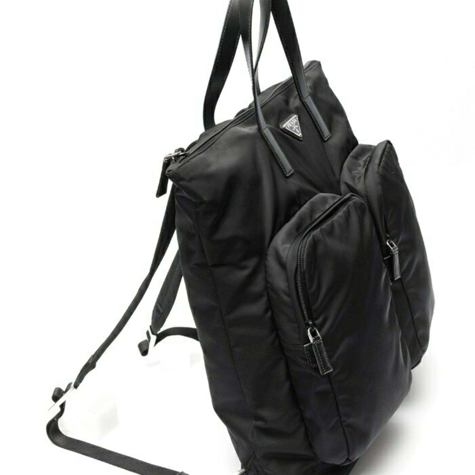 Prada Prada Re-Nylon x Saffiano Leather Backpack Rucksack 2VG053 Nylon Black Size ONE SIZE - 2 Thumbnail