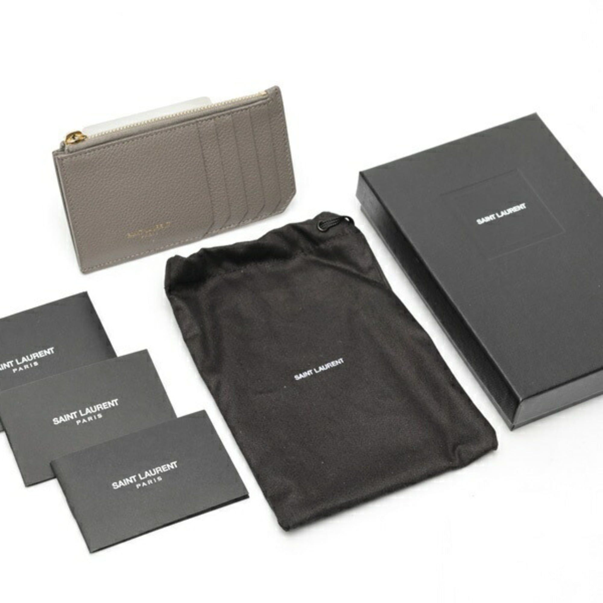 Saint Laurent Paris Saint Laurent Fragment Card Case Coin Holder 631992 Leather Gray Size ONE SIZE - 6 Thumbnail