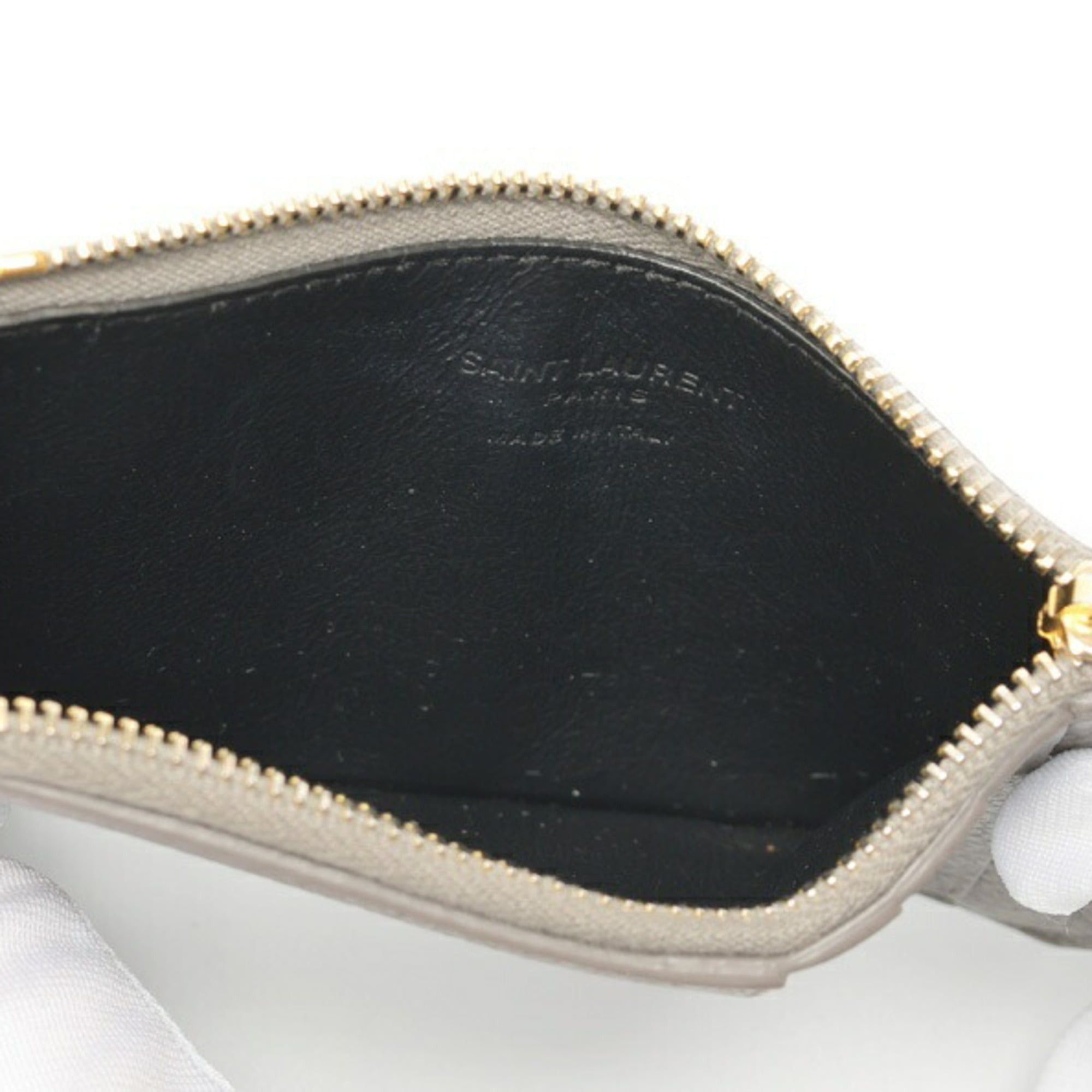 Saint Laurent Paris Saint Laurent Fragment Card Case Coin Holder 631992 Leather Gray Size ONE SIZE - 5 Thumbnail