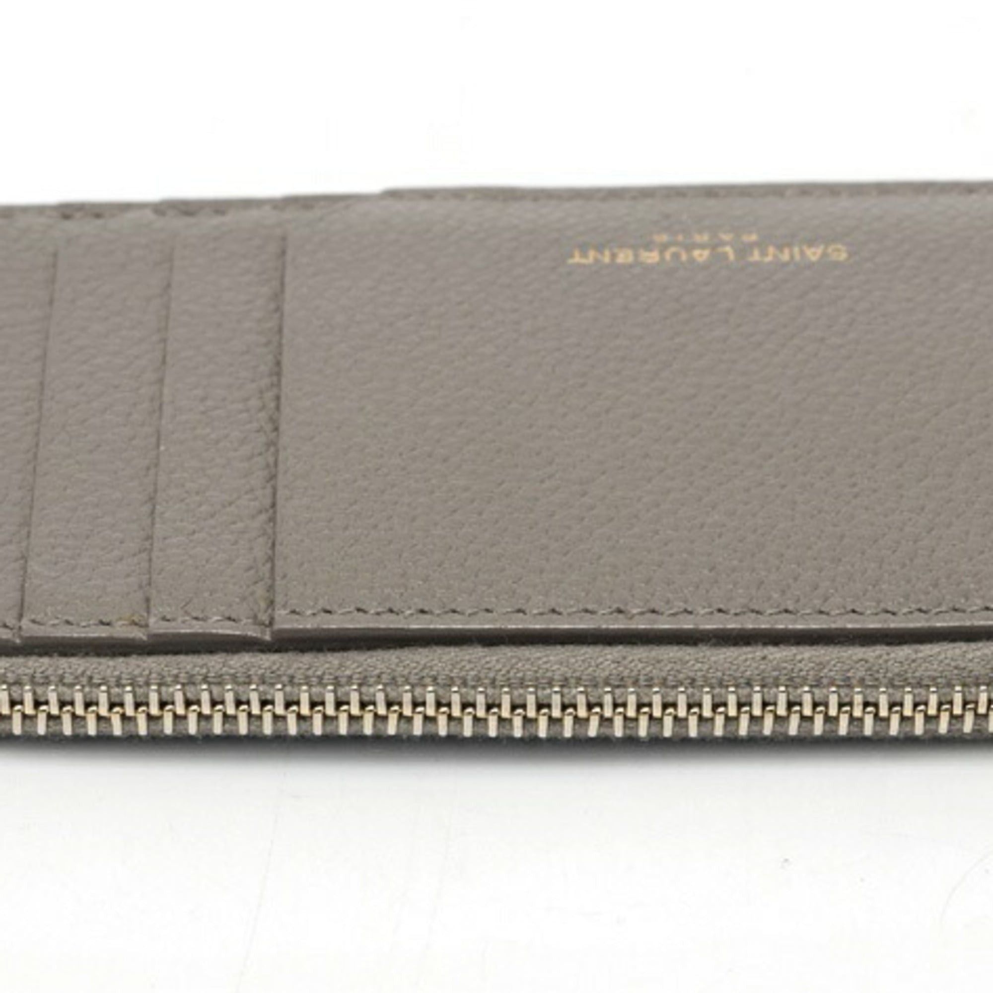 Saint Laurent Paris Saint Laurent Fragment Card Case Coin Holder 631992 Leather Gray Size ONE SIZE - 4 Thumbnail