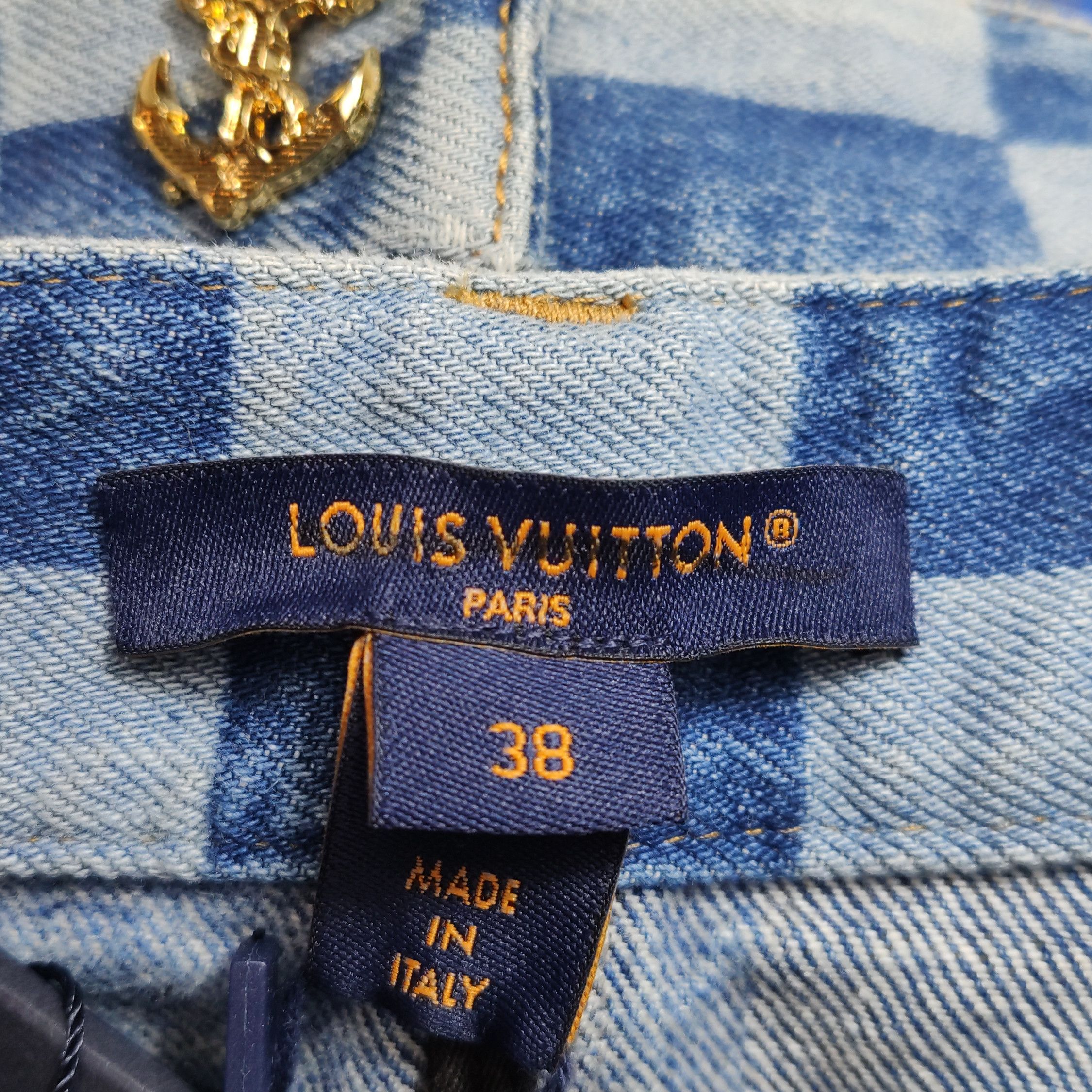 Louis Vuitton Louis Vuitton Checkerboard Denim Midi Skirt Size 38 Size 27" / US 4 / IT 40 - 14 Thumbnail