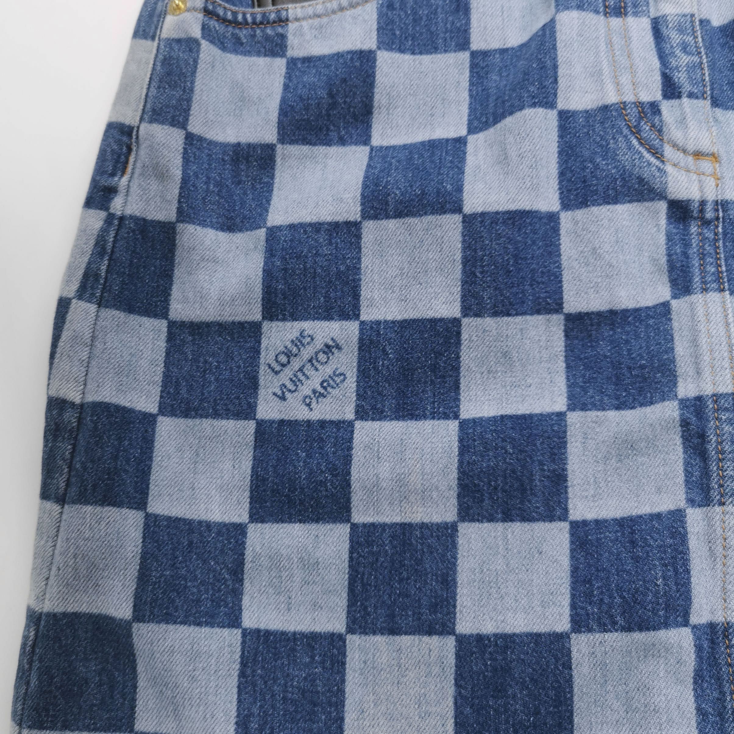 Louis Vuitton Louis Vuitton Checkerboard Denim Midi Skirt Size 38 Size 27" / US 4 / IT 40 - 4 Thumbnail