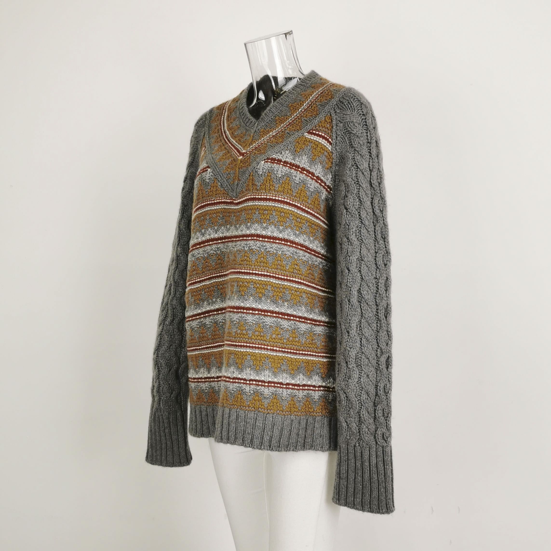 Loro Piana Loro Piana Fair Isle V-Neck Sweater Size M Size US M / EU 48-50 / 2 - 2 Thumbnail
