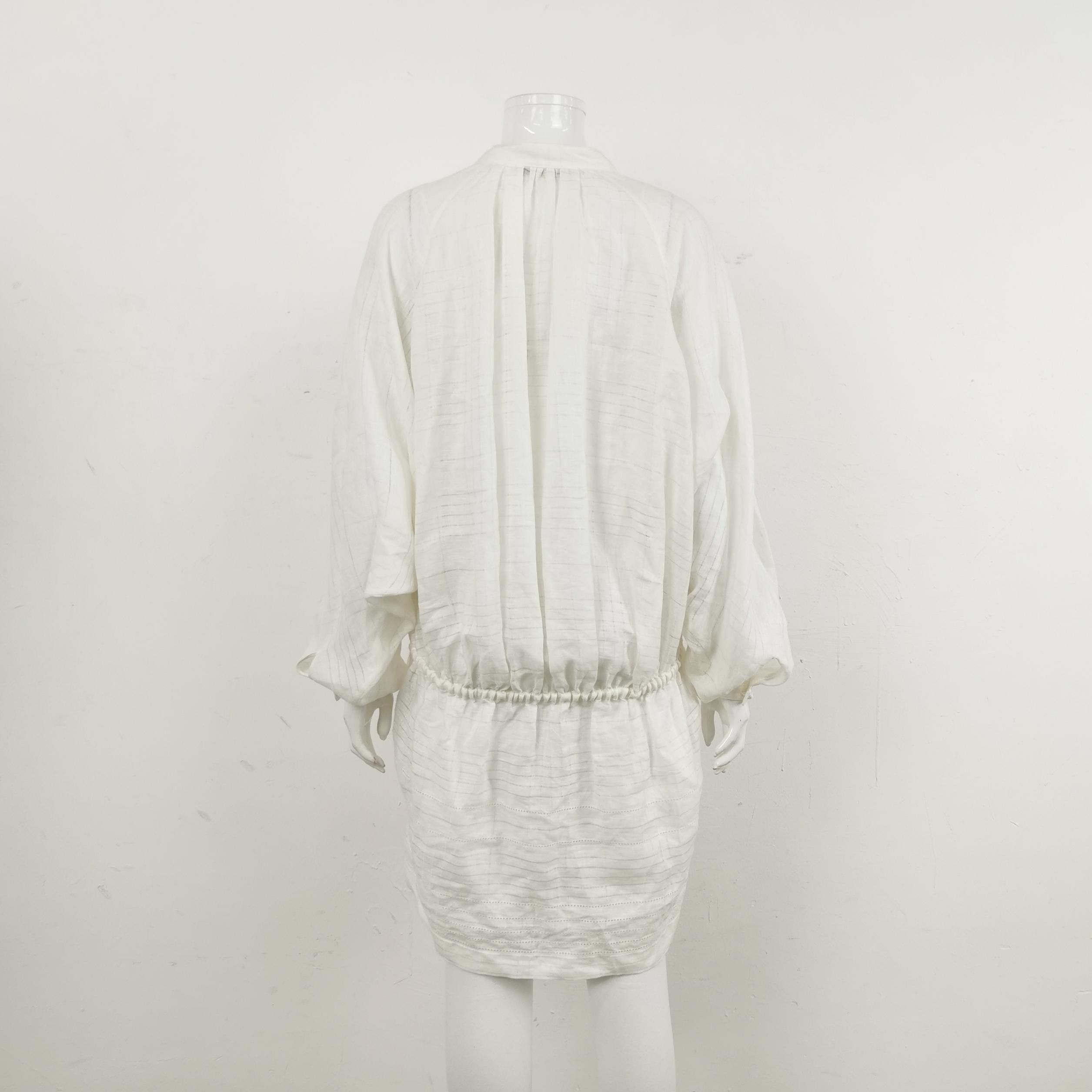 Loro Piana Loro Piana White Cotton Linen Mini Dress Size S Size S / US 4 / IT 40 - 2 Thumbnail