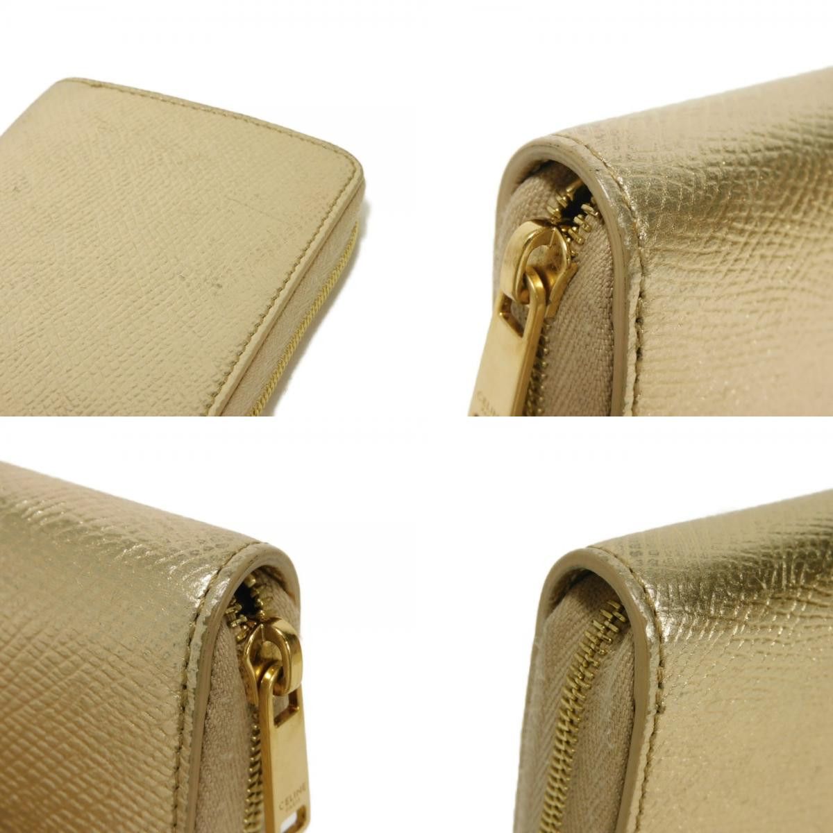 Celine Celine CELINE Laminated Compact Zip Wallet Grained Calfskin Coin Case Leather Coin Case 10B663BG5.35OR DUTY FREE for USA Size ONE SIZE - 19 Thumbnail