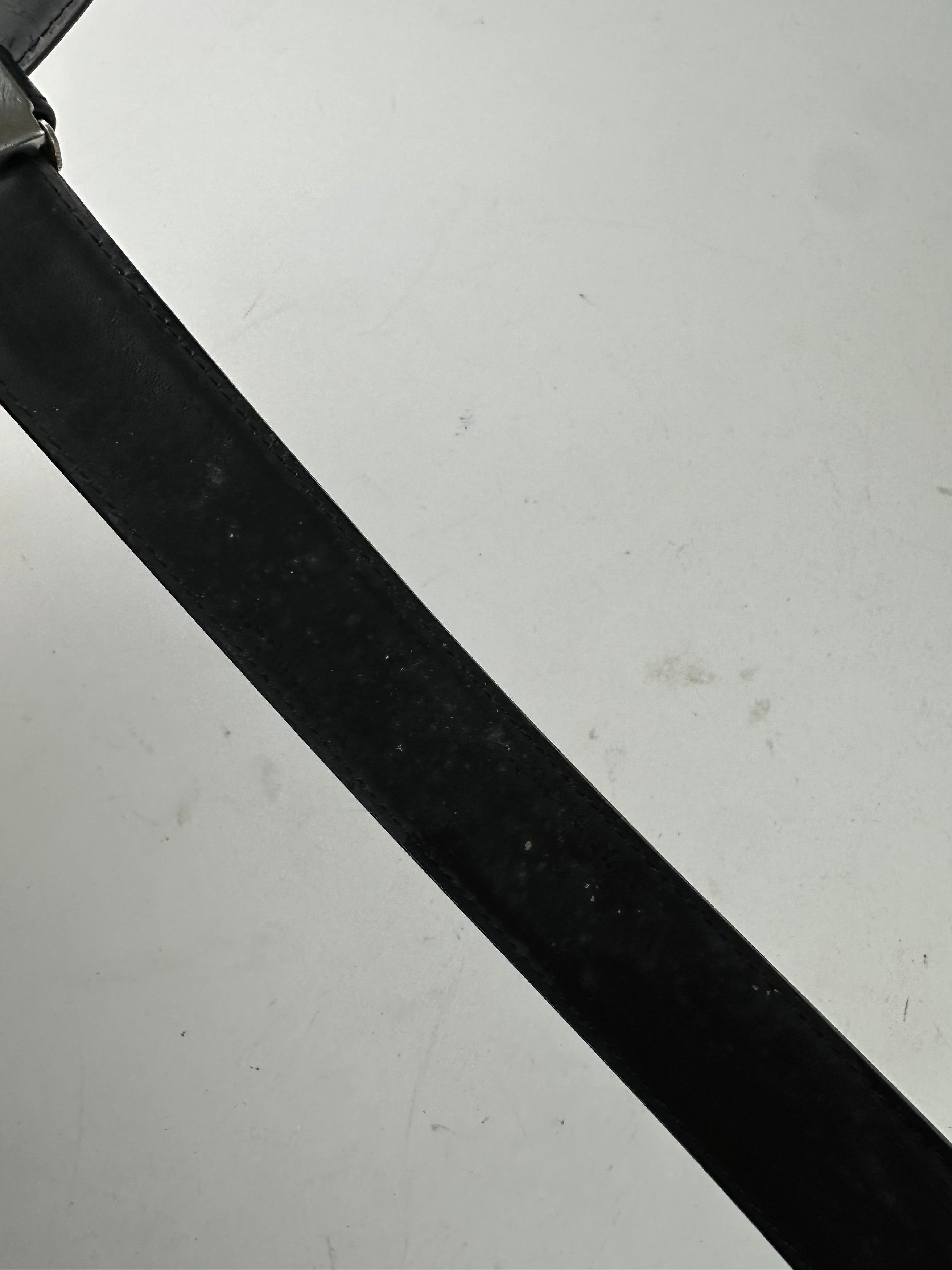 Yves Saint Laurent Textured Leather Belt Silver Buckle Black Size ONE SIZE - 3 Thumbnail
