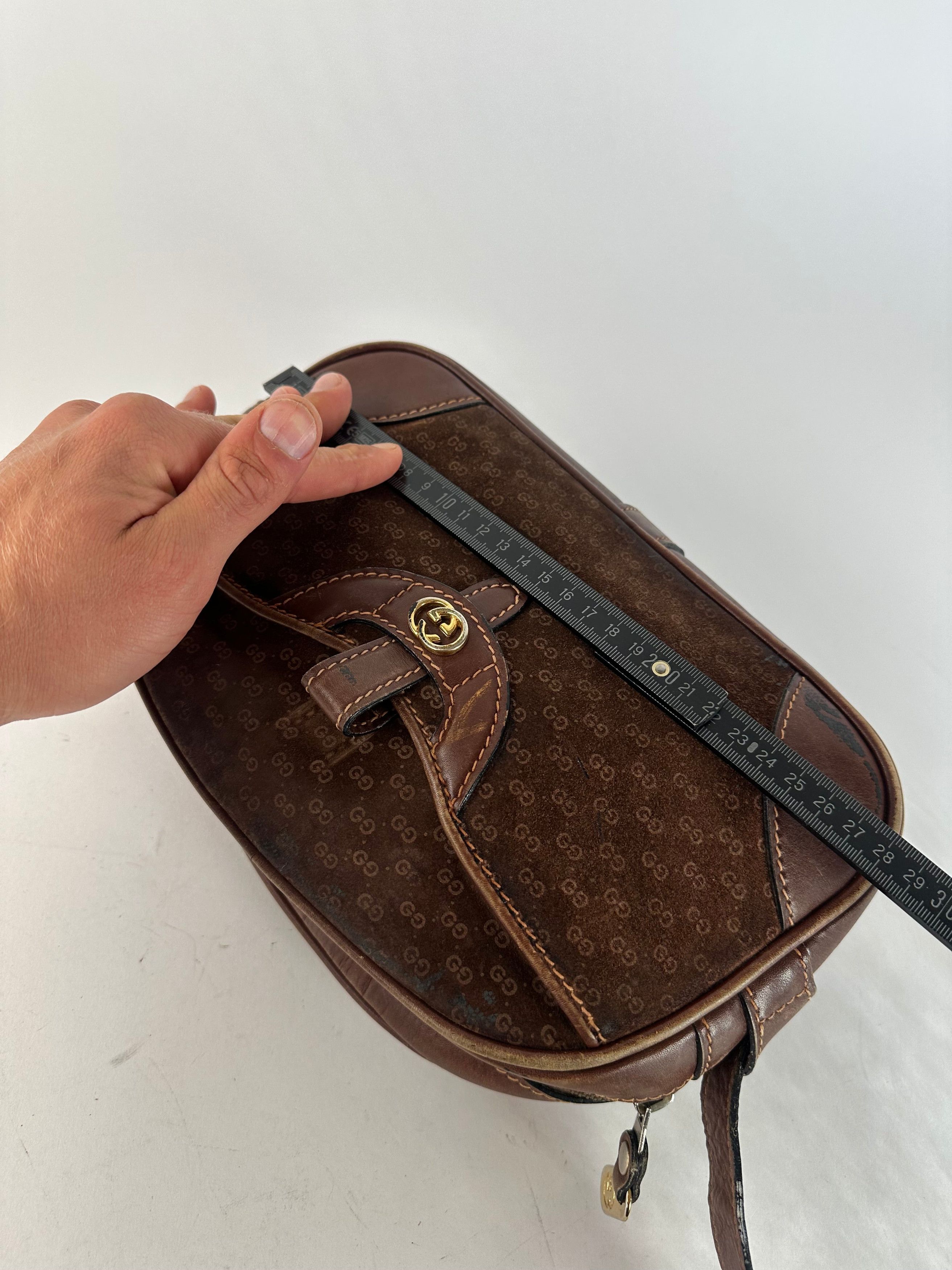Gucci Vintage Canvas Shoulder Bag Brown Size ONE SIZE - 12 Thumbnail