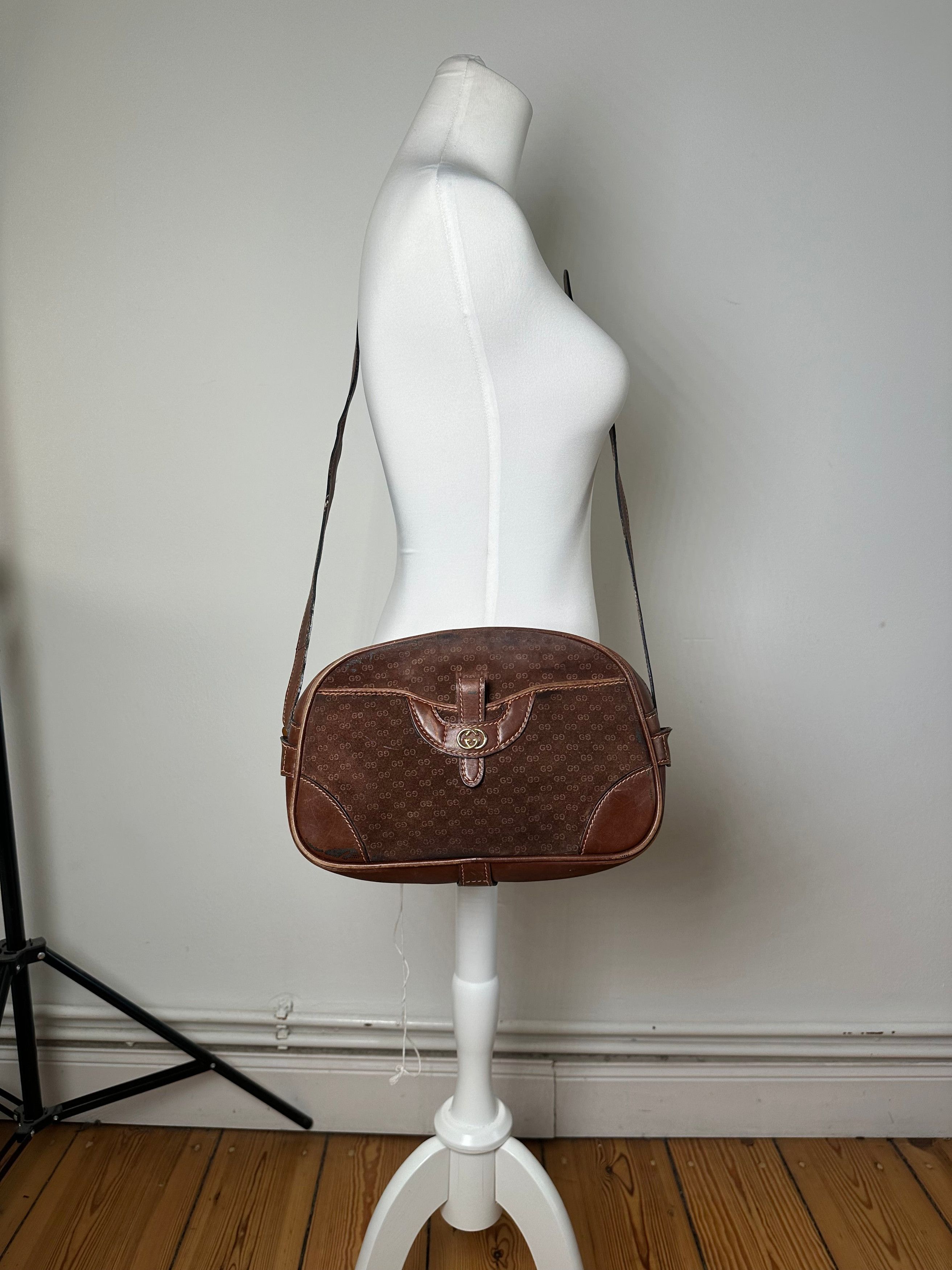 Gucci Vintage Canvas Shoulder Bag Brown Size ONE SIZE - 5 Thumbnail