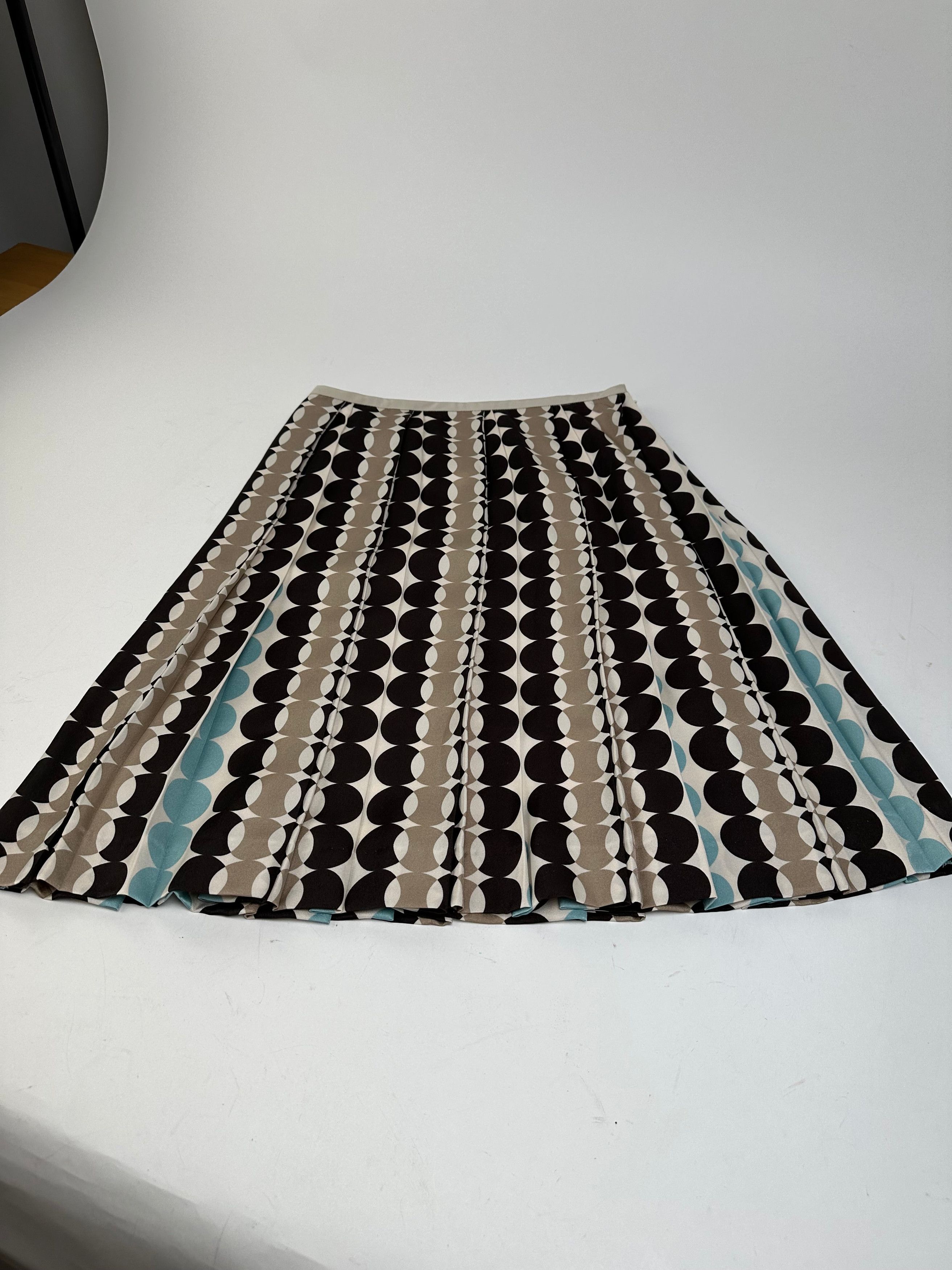 Courreges Geometric Print Skirt Brown Blue Cream Polyester Size 27" / US 4 / IT 40 - 7 Thumbnail