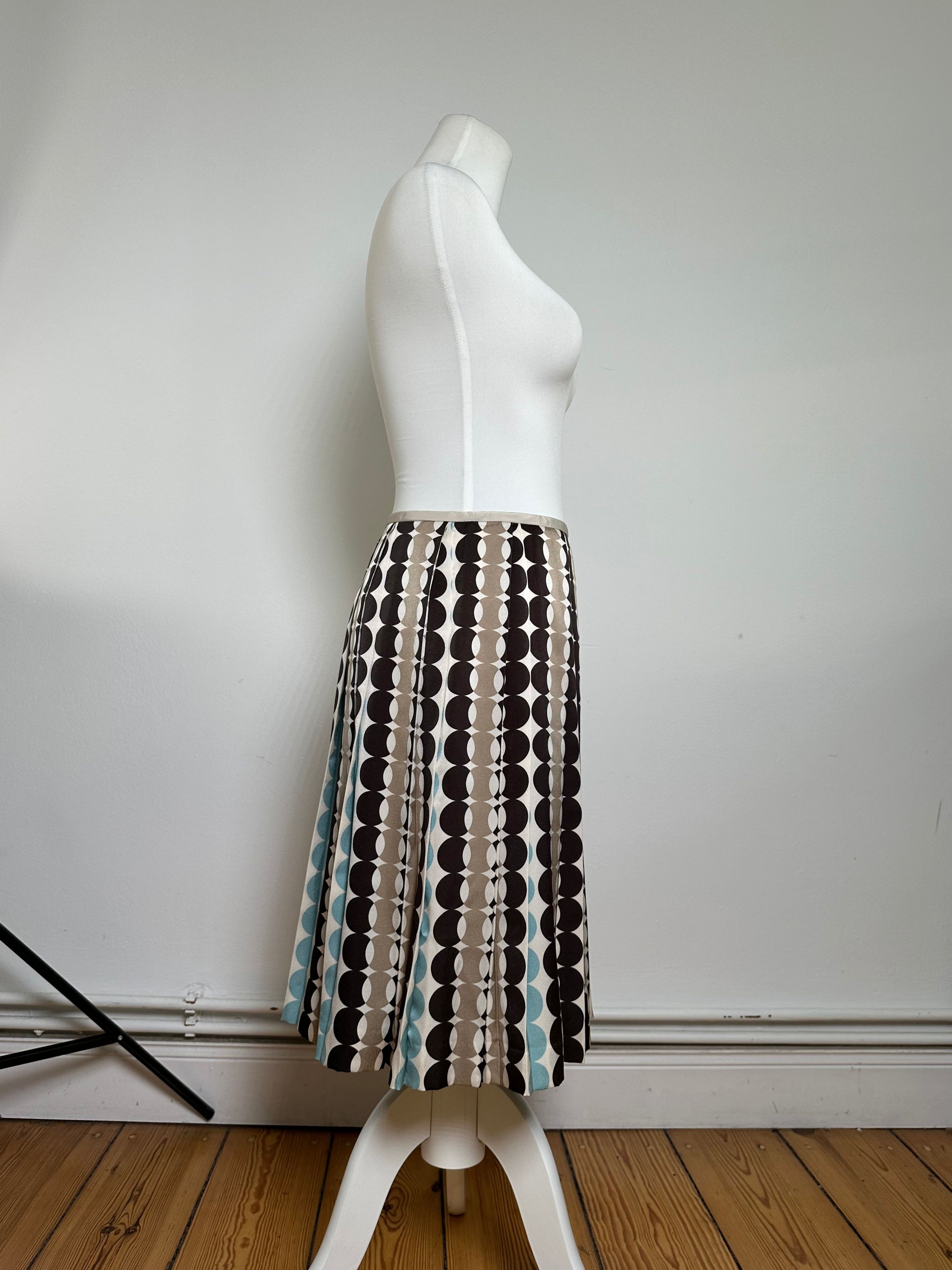 Courreges Geometric Print Skirt Brown Blue Cream Polyester Size 27" / US 4 / IT 40 - 2 Thumbnail