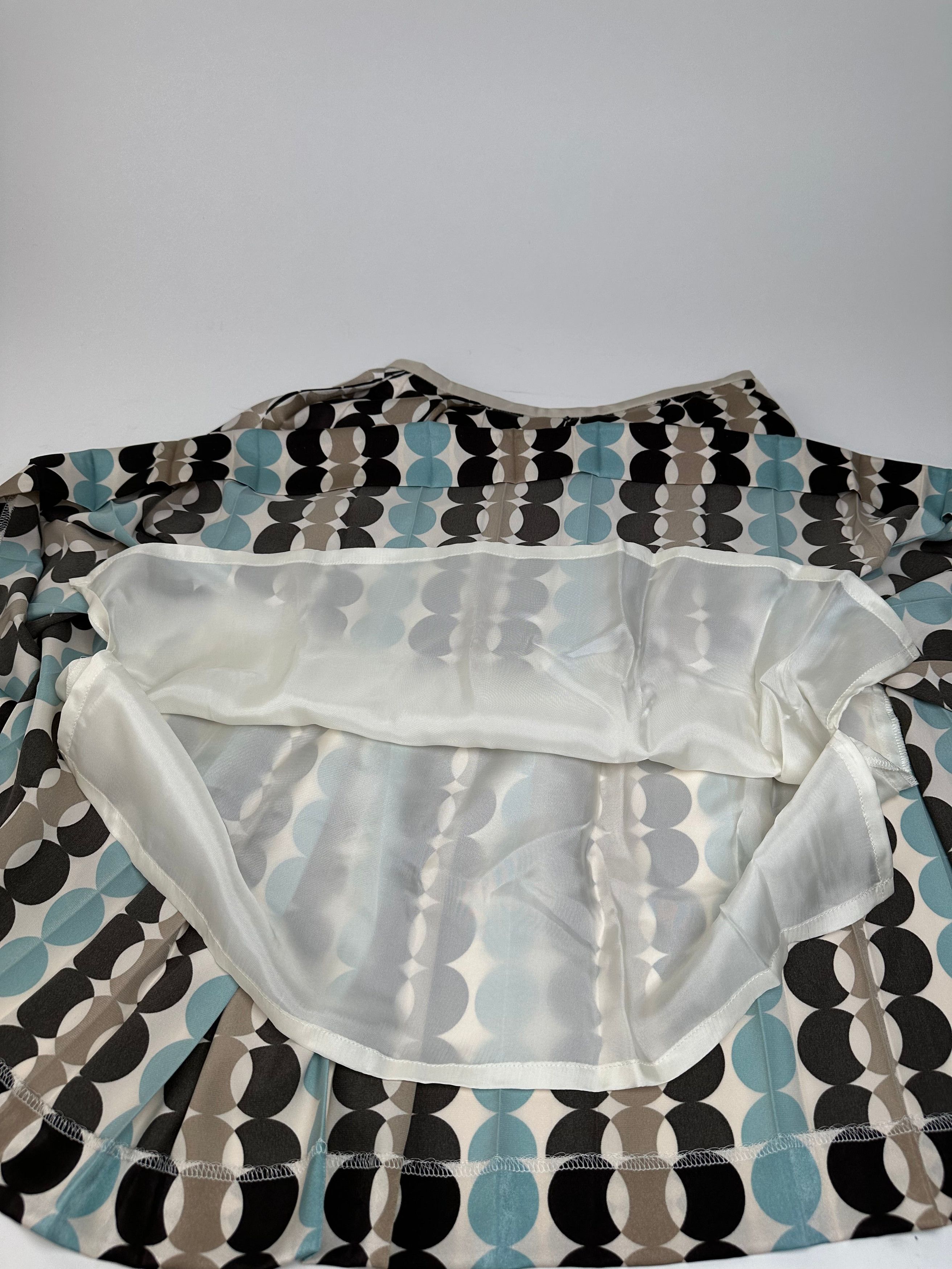 Courreges Geometric Print Skirt Brown Blue Cream Polyester Size 27" / US 4 / IT 40 - 5 Thumbnail
