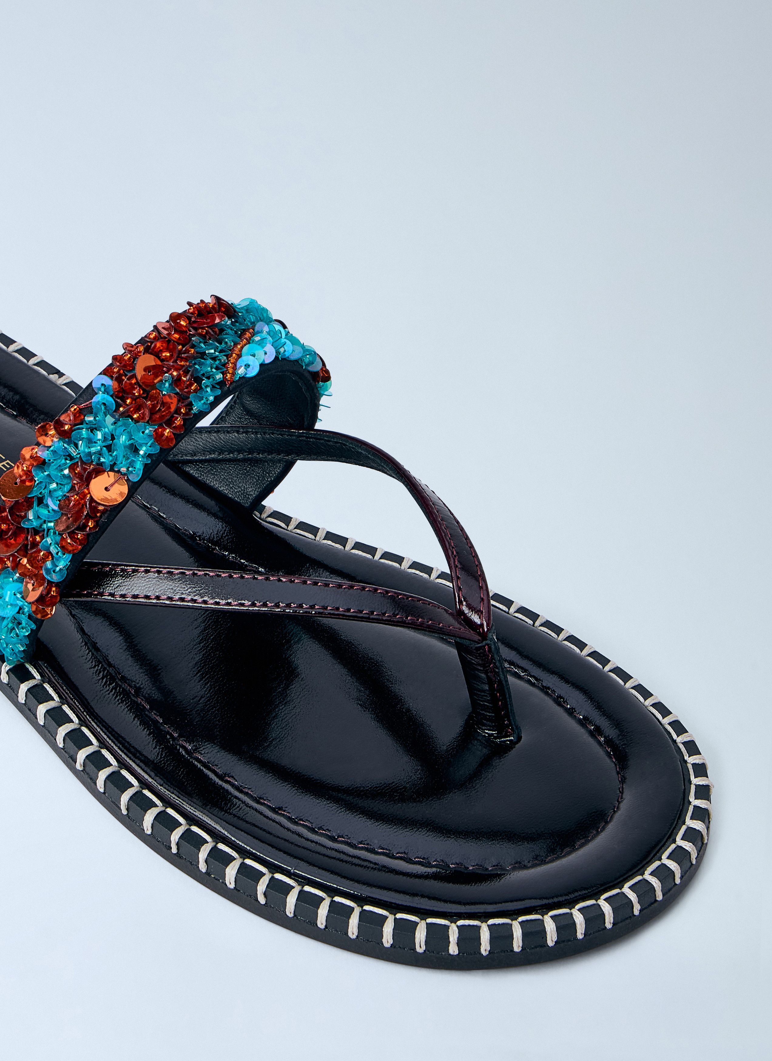 Dries Van Noten Embellished Whipstitched Leather Sandals Size US 8 / IT 38 - 3 Thumbnail