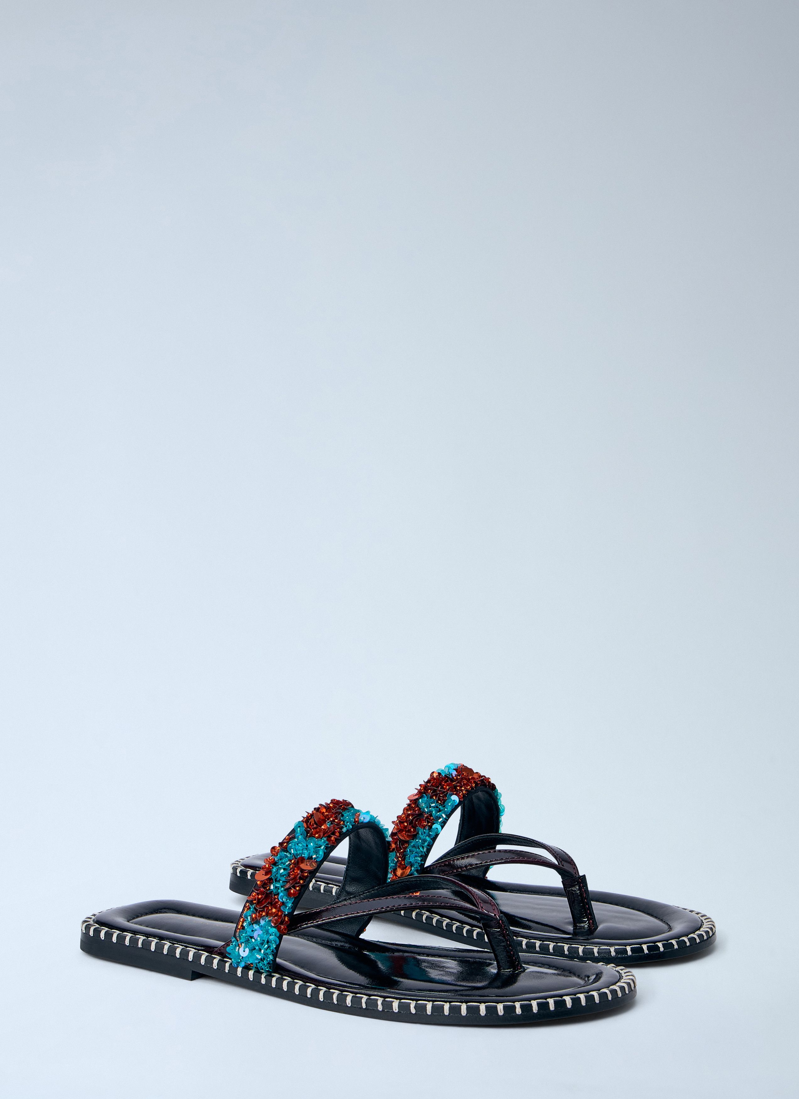 Dries Van Noten Embellished Whipstitched Leather Sandals Size US 8 / IT 38 - 2 Thumbnail