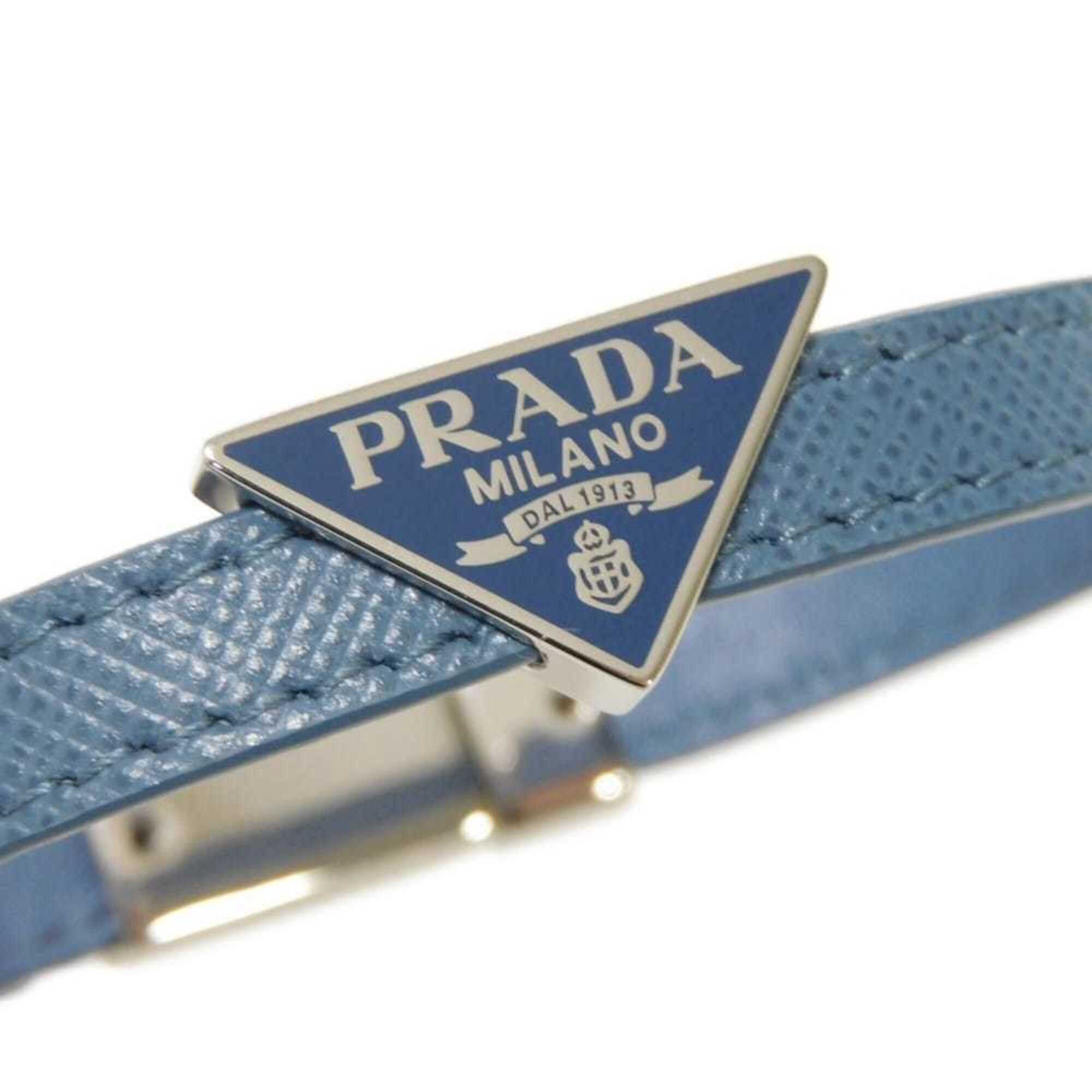Prada Prada Saffiano Bracelet, Size M, Enamel Blue, Silver Triangle Logo, Avio 2IB289 053 F0154, Men's/Women's Size ONE SIZE - 7 Thumbnail
