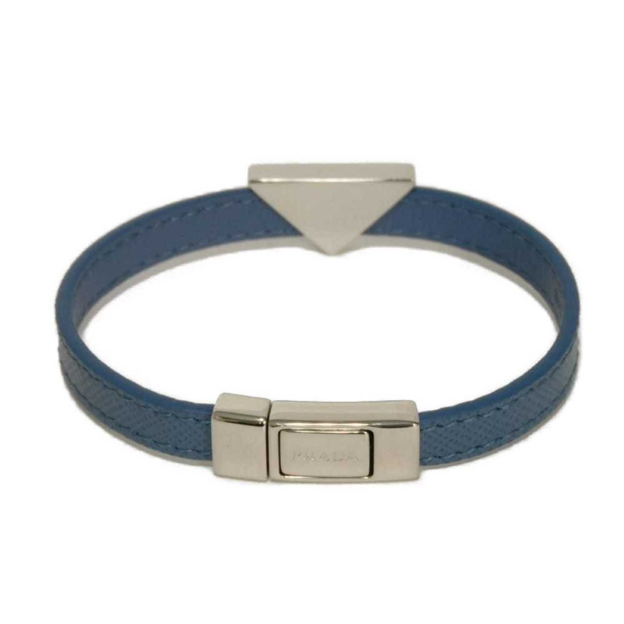 Prada Prada Saffiano Bracelet, Size M, Enamel Blue, Silver Triangle Logo, Avio 2IB289 053 F0154, Men's/Women's Size ONE SIZE - 4 Thumbnail