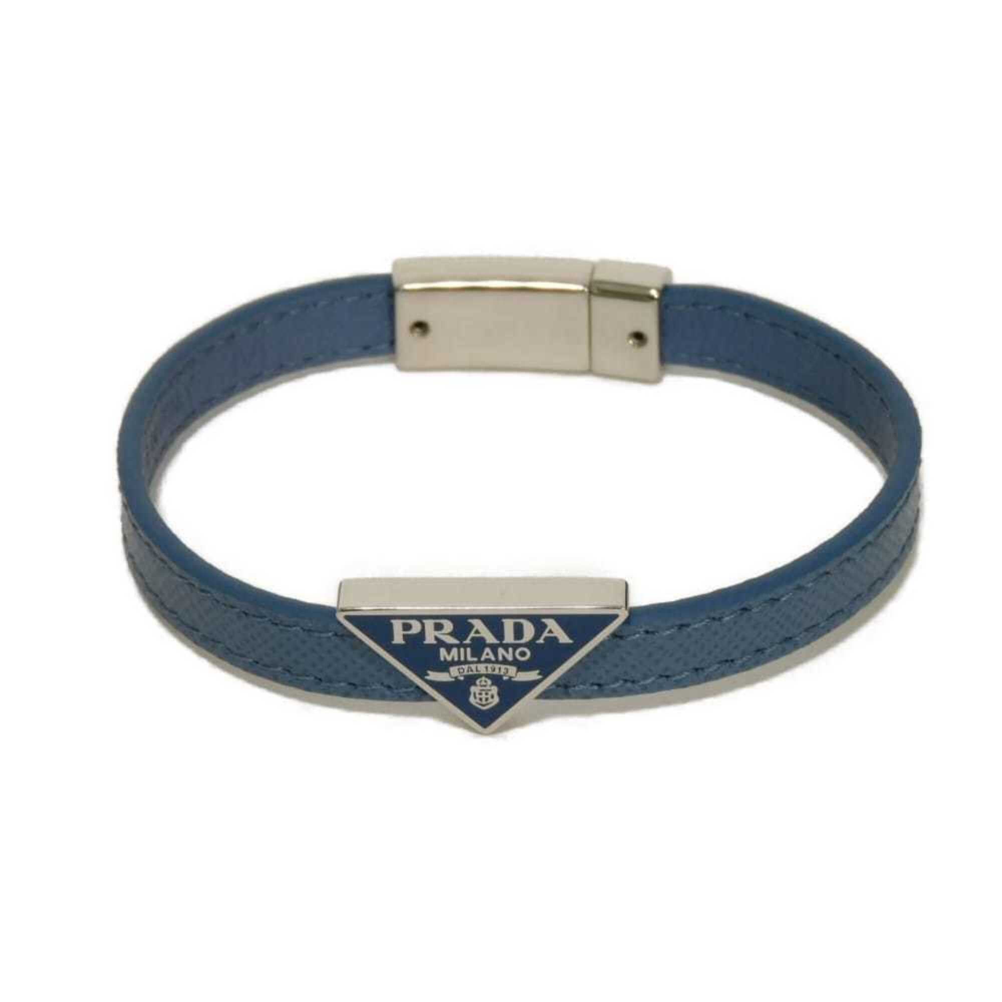 Prada Prada Saffiano Bracelet, Size M, Enamel Blue, Silver Triangle Logo, Avio 2IB289 053 F0154, Men's/Women's Size ONE SIZE - 2 Thumbnail