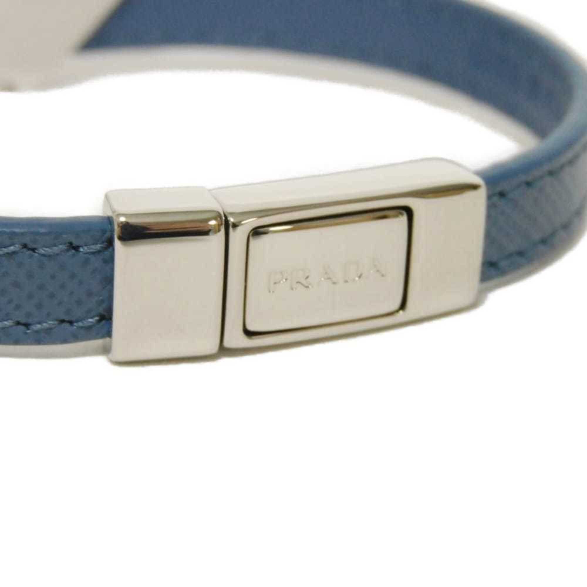 Prada Prada Saffiano Bracelet, Size M, Enamel Blue, Silver Triangle Logo, Avio 2IB289 053 F0154, Men's/Women's Size ONE SIZE - 6 Thumbnail