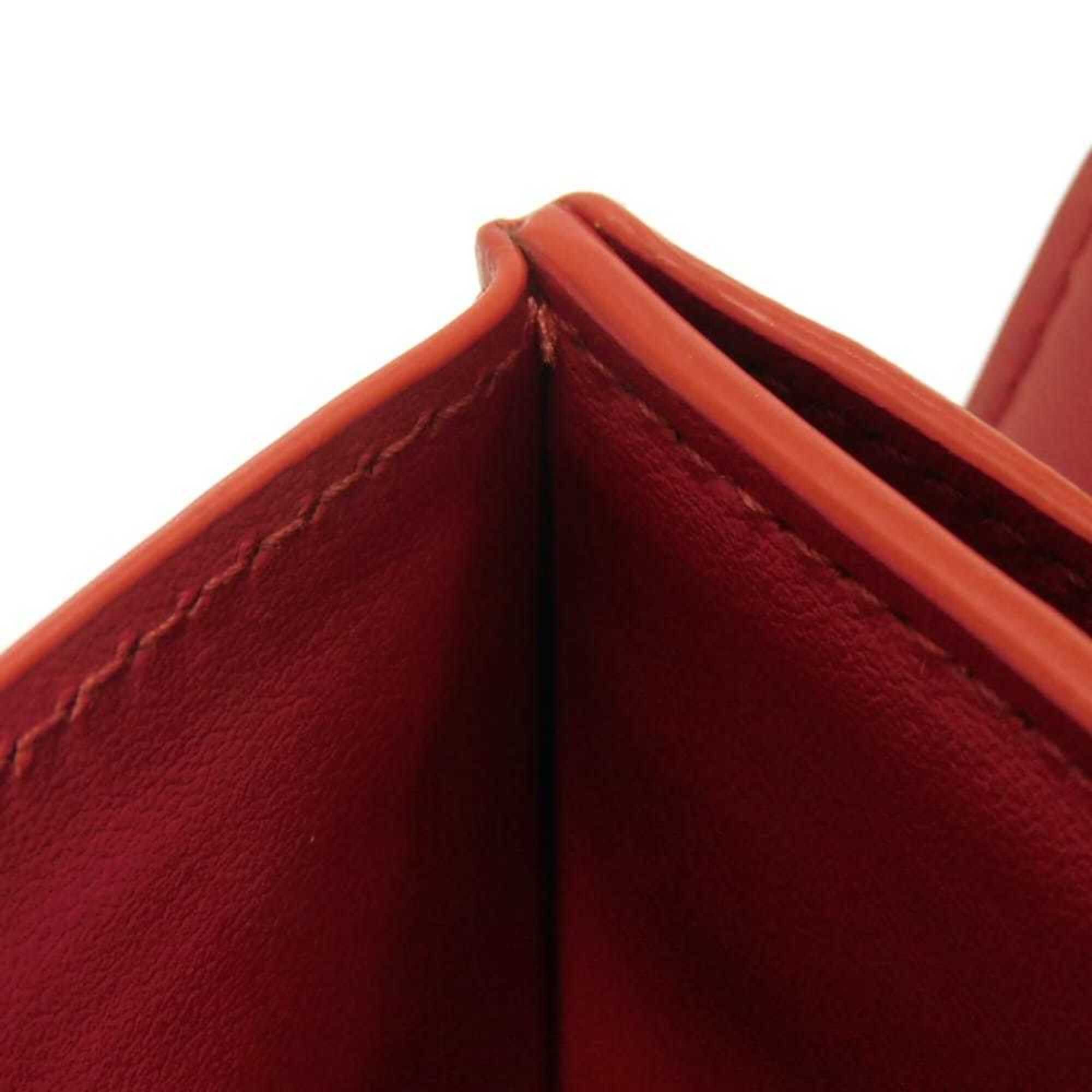 Bottega Veneta Bottega Veneta Tiny Nappa Calf Tri-fold Wallet with RFID IC Chip, Maxi Intrecciato, Red, 635561, Men's & Women's Size ONE SIZE - 19 Thumbnail