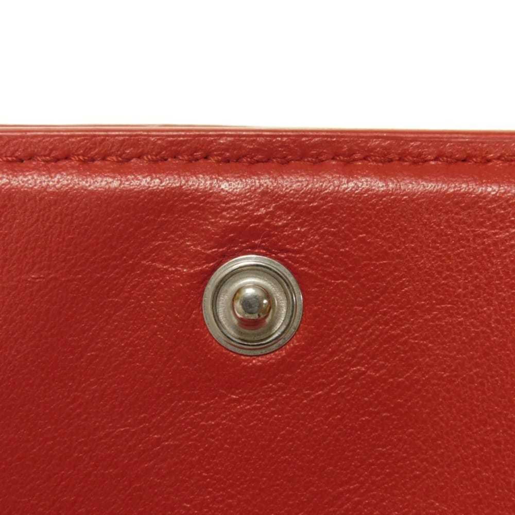Bottega Veneta Bottega Veneta Tiny Nappa Calf Tri-fold Wallet with RFID IC Chip, Maxi Intrecciato, Red, 635561, Men's & Women's Size ONE SIZE - 9 Thumbnail