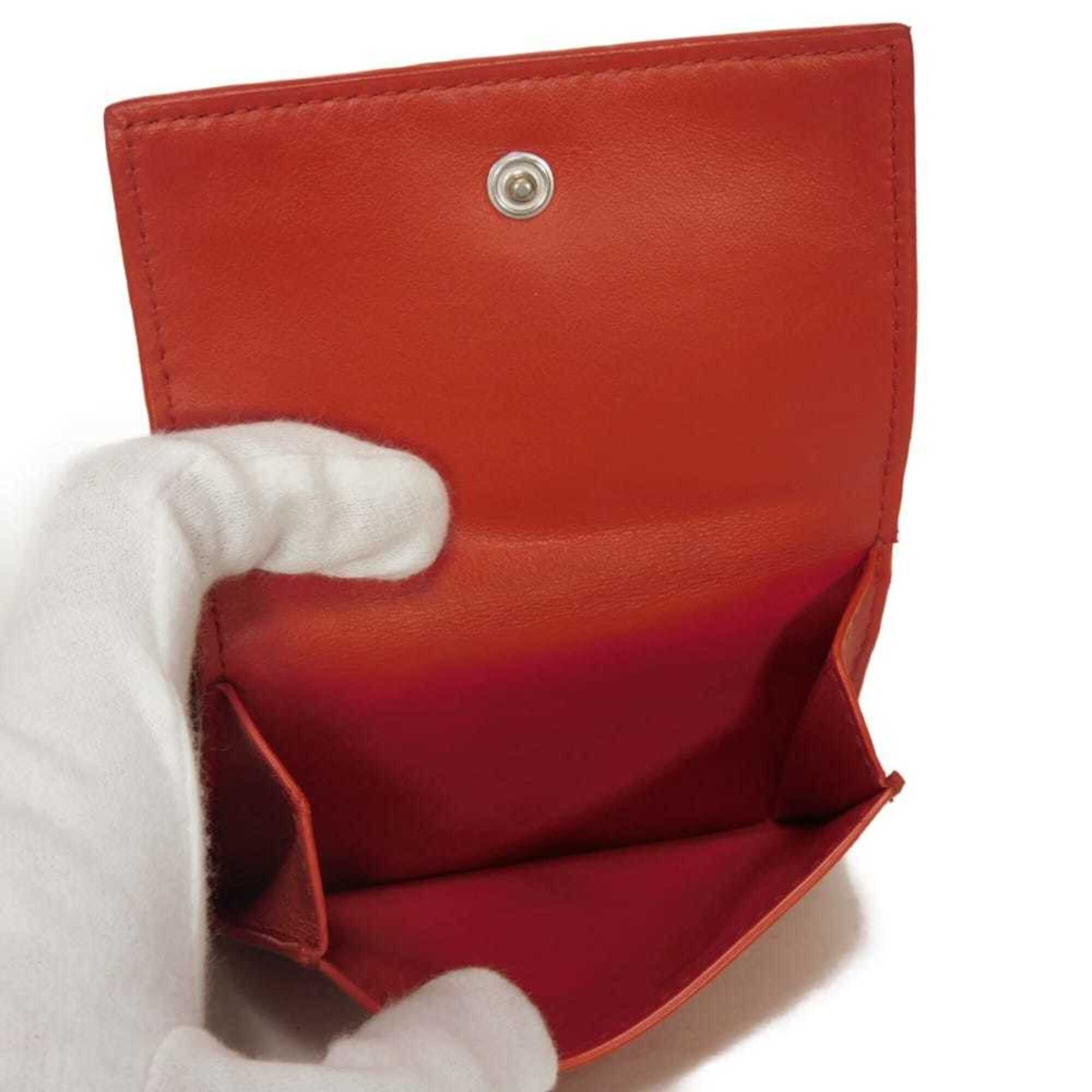 Bottega Veneta Bottega Veneta Tiny Nappa Calf Tri-fold Wallet with RFID IC Chip, Maxi Intrecciato, Red, 635561, Men's & Women's Size ONE SIZE - 23 Thumbnail