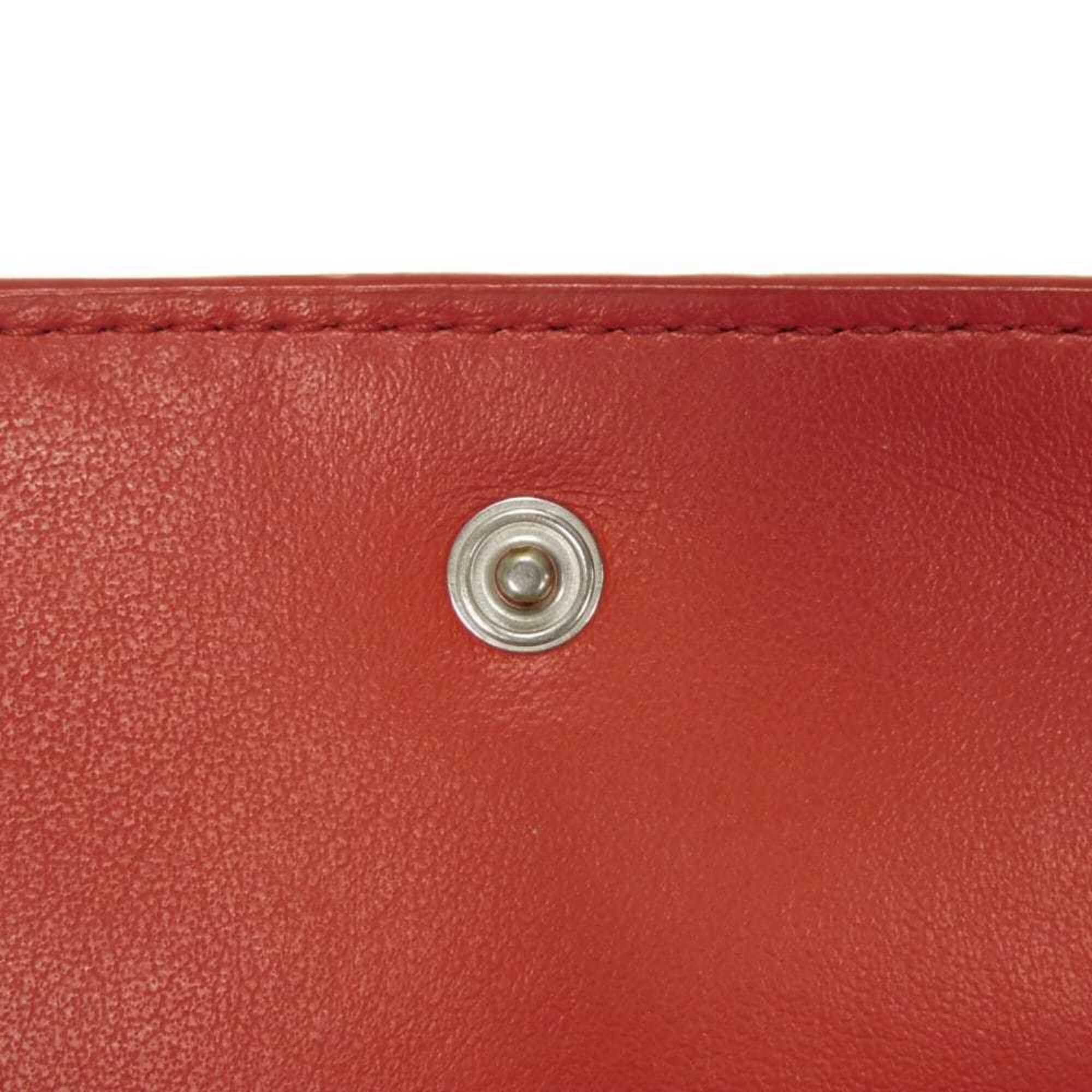 Bottega Veneta Bottega Veneta Tiny Nappa Calf Tri-fold Wallet with RFID IC Chip, Maxi Intrecciato, Red, 635561, Men's & Women's Size ONE SIZE - 24 Thumbnail