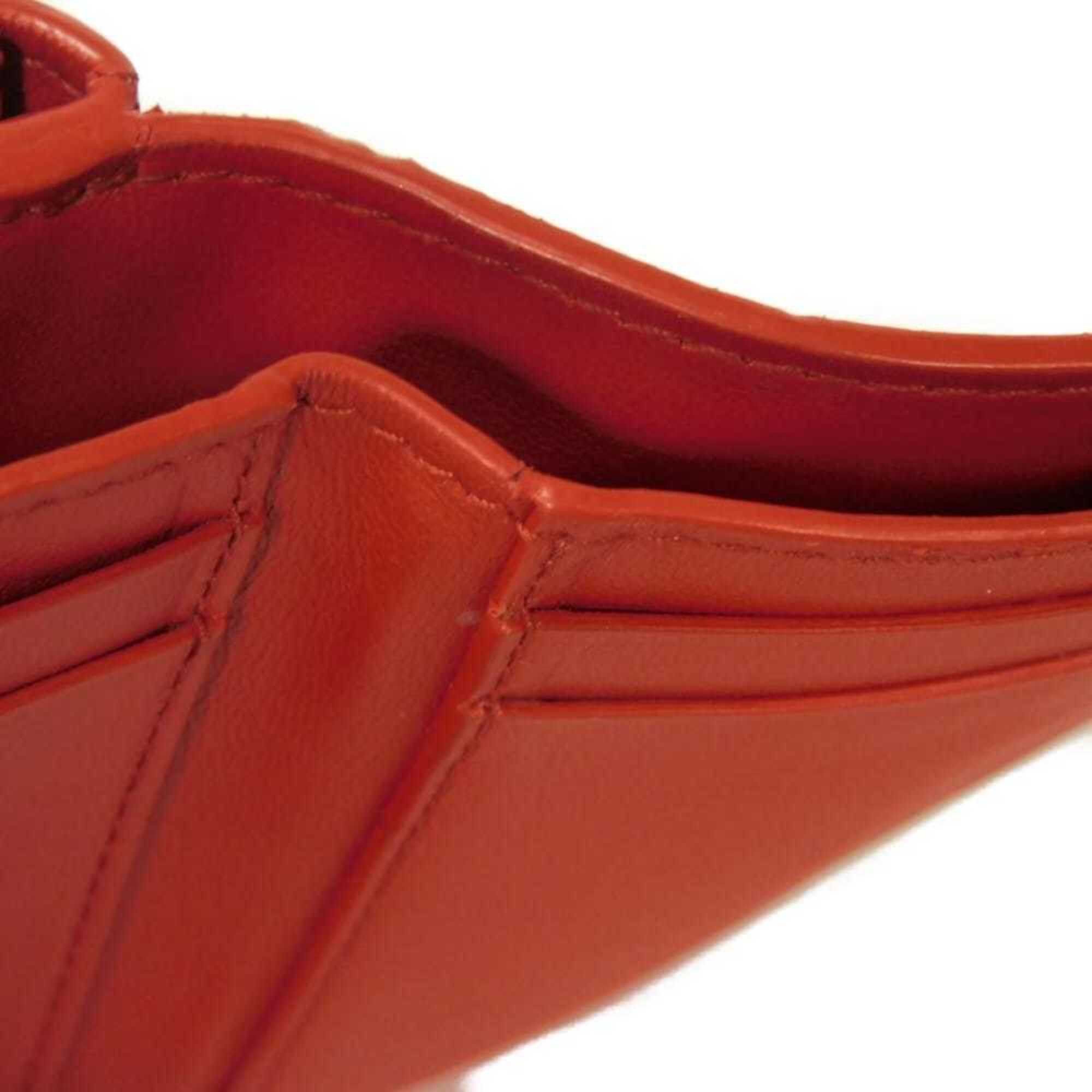 Bottega Veneta Bottega Veneta Tiny Nappa Calf Tri-fold Wallet with RFID IC Chip, Maxi Intrecciato, Red, 635561, Men's & Women's Size ONE SIZE - 21 Thumbnail